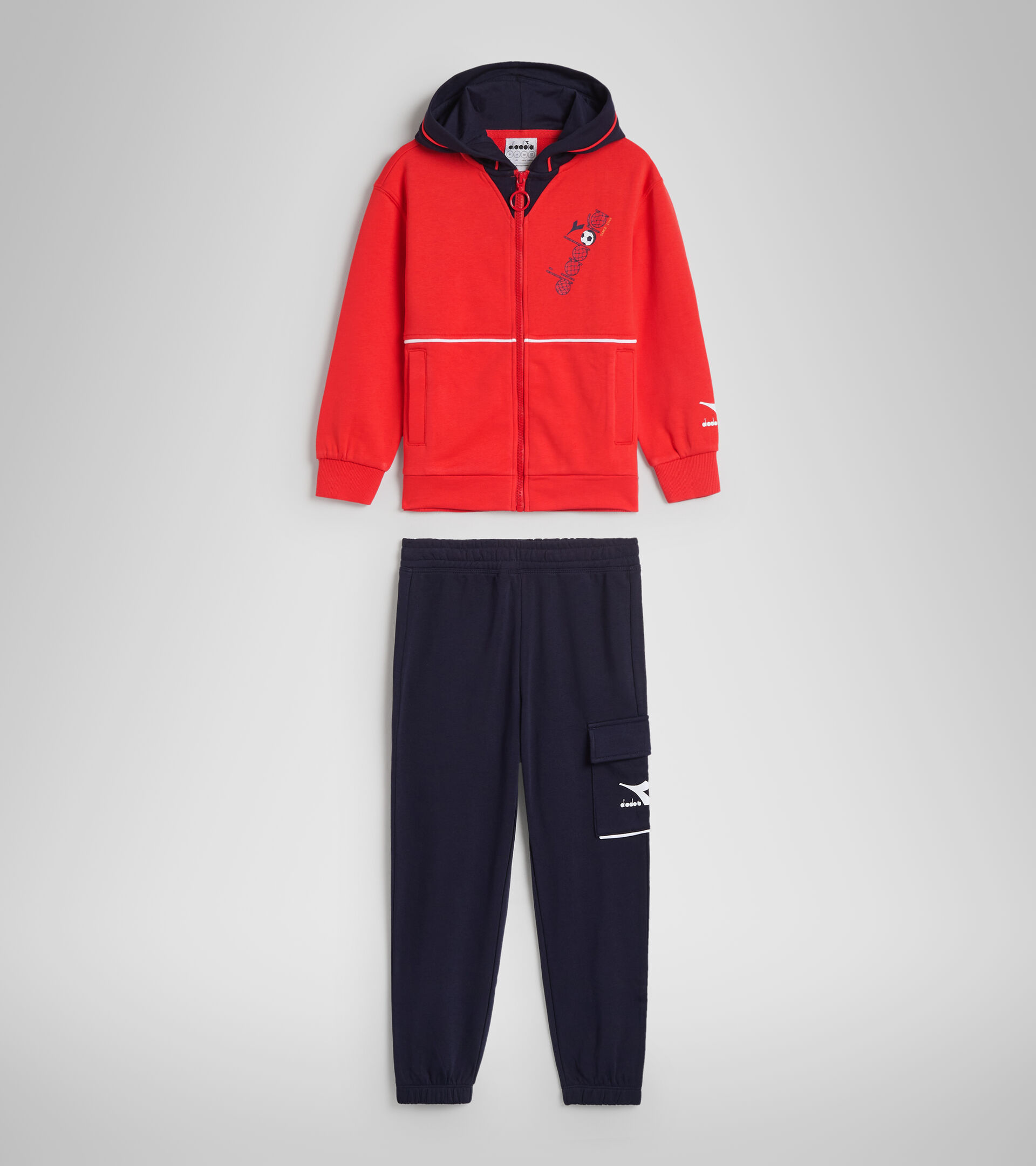 Chándal deportivo de algodón - Niños y adolescentes JB.TRACKSUIT HD FZ DIADORA FC ROJO AMAPOLA - Diadora