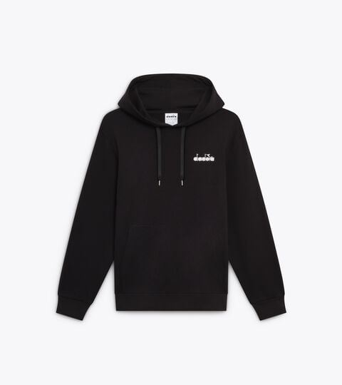 Sweat-shirt &agrave; capuche color block - Genre neutre HOODIE LOGO NOIR/BLANC BRILLANT - Diadora