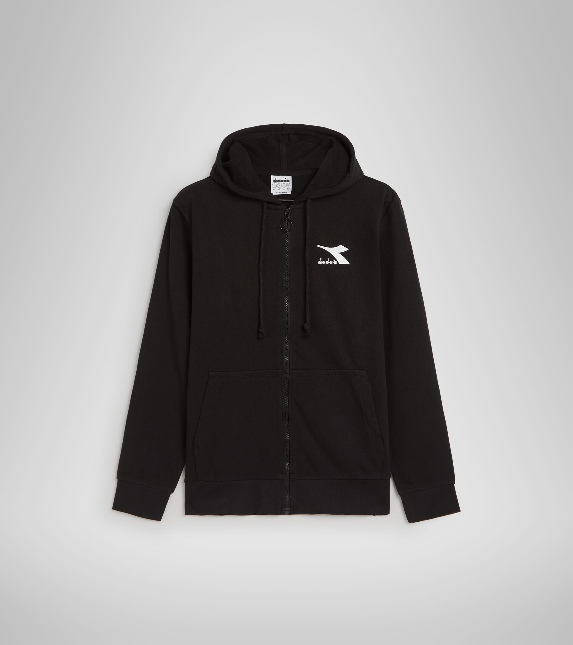Cotton-blend sports sweatshirt - Men HOODIE FZ SWEAT CORE BLACK - Diadora
