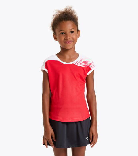 T-shirt de tennis - Junior G. T-SHIRT COURT ROUGE TOMATE - Diadora
