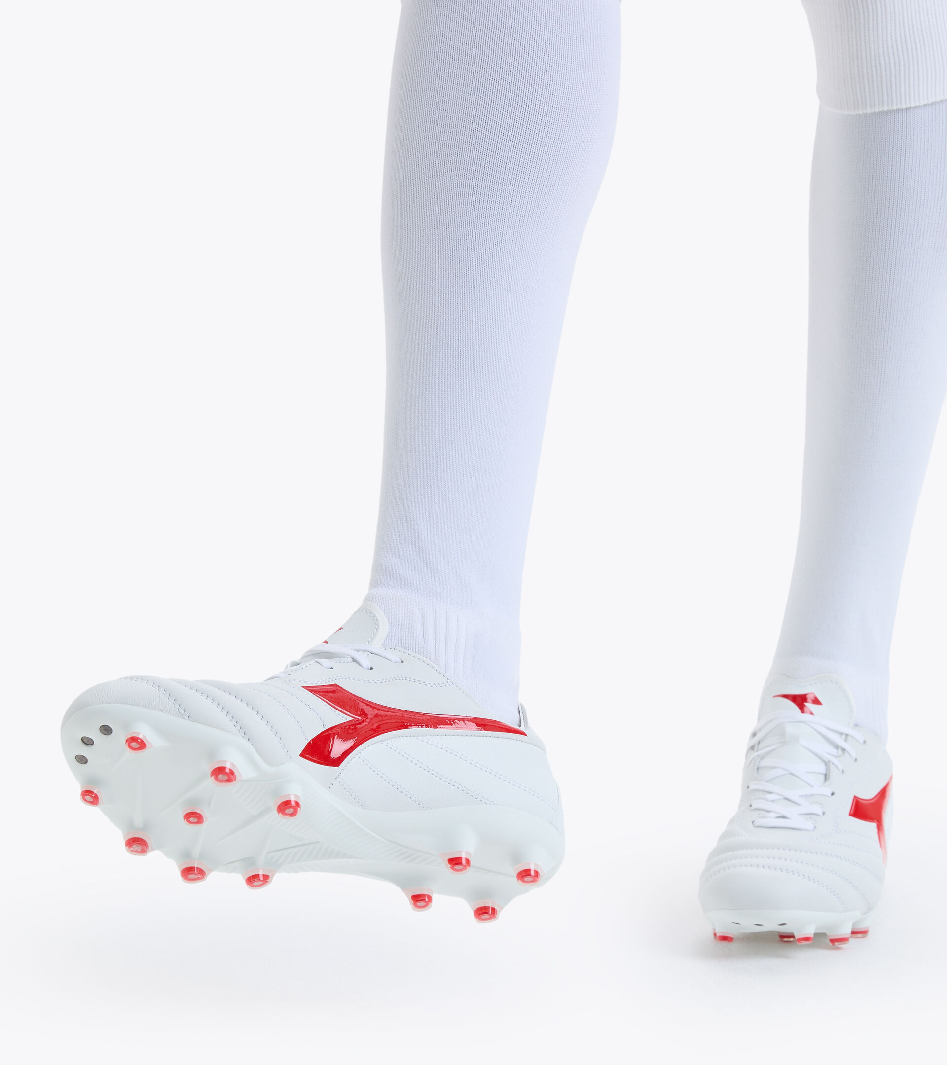 Fußballschuh für kompakte Böden - Herren BRASIL ELITE 2 LT LP12 WEISS/MAILAND ROT - Diadora