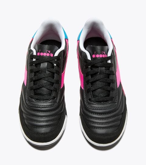 CALCETTO GR LT TF Y, BLK/PINK FLUO/CYAN BLUE FLUO Futsal boots for synthetic ground - Youth CALCETTO GR LT TF Y BLK/PINK FLUO/CYAN BLUE FLUO - Diadora