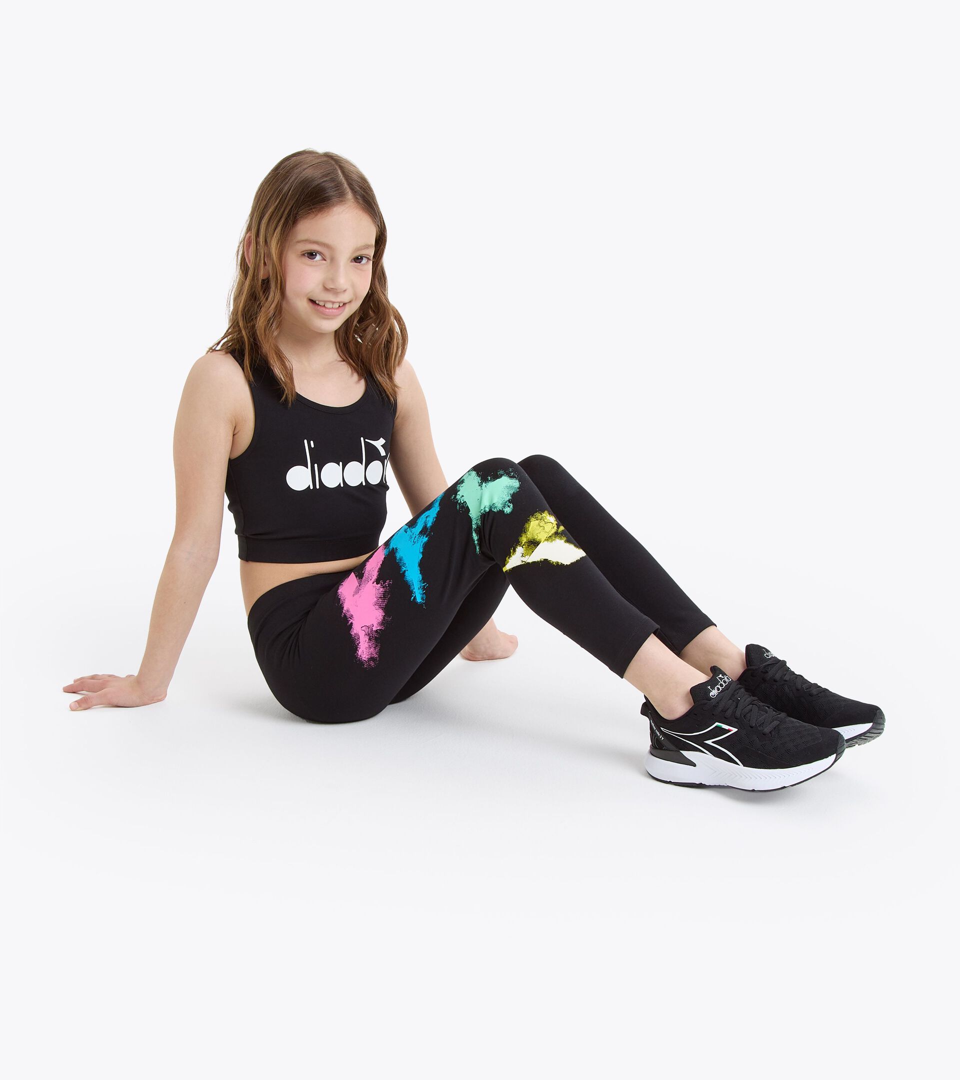 Cotton leggings - Girl JG. LEGGINGS WATER COLOR BLACK - Diadora