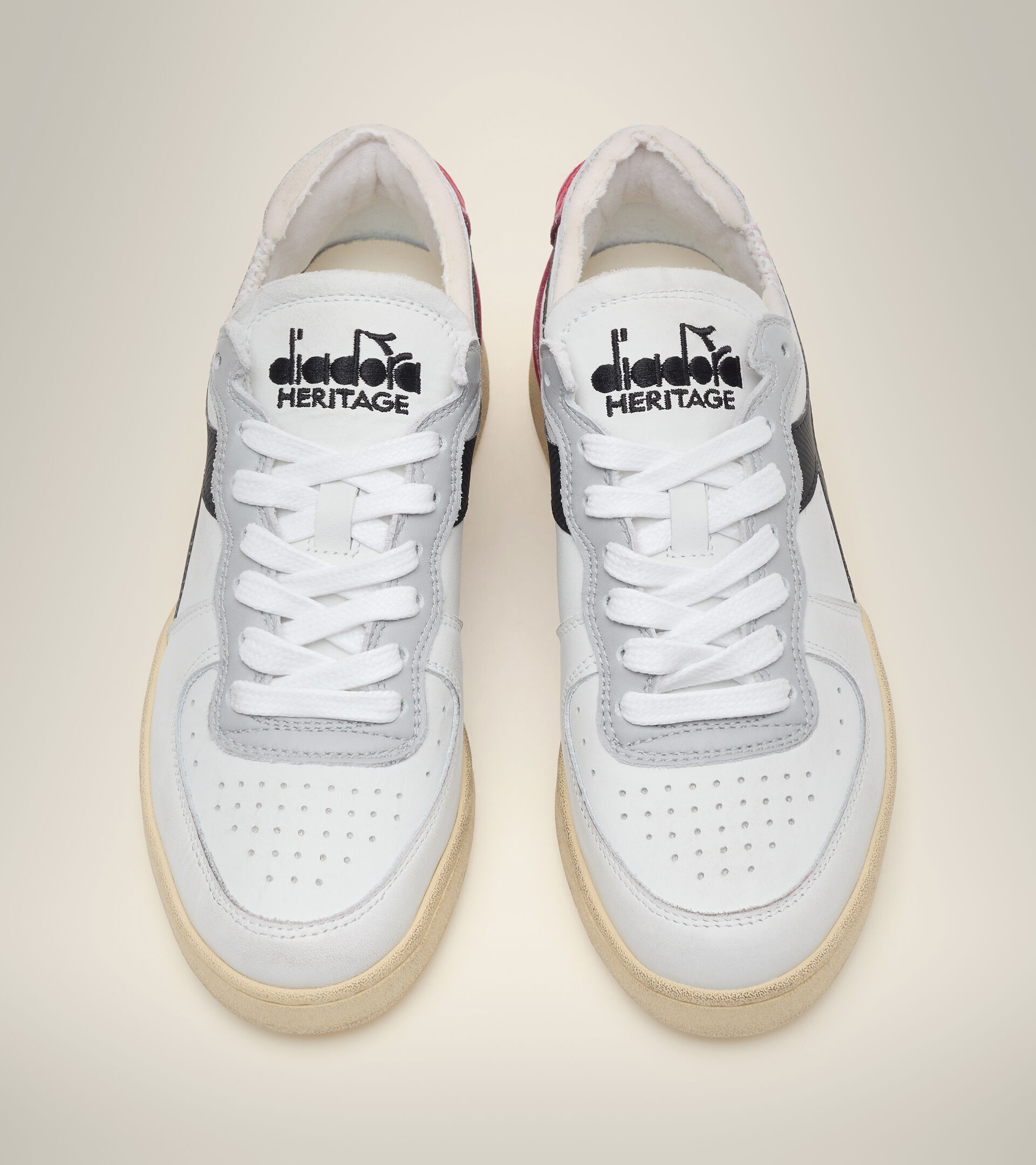 Footwear Heritage UNISEX MI BASKET ROW CUT WHITE/GARNET/BLACK Diadora