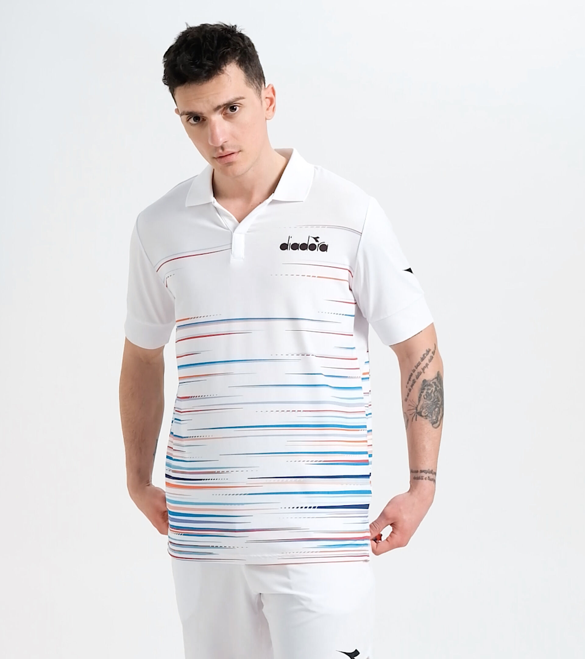 Short-sleeved tennis polo-shirt - Men SS POLO ICON OPTICAL WHITE - Diadora