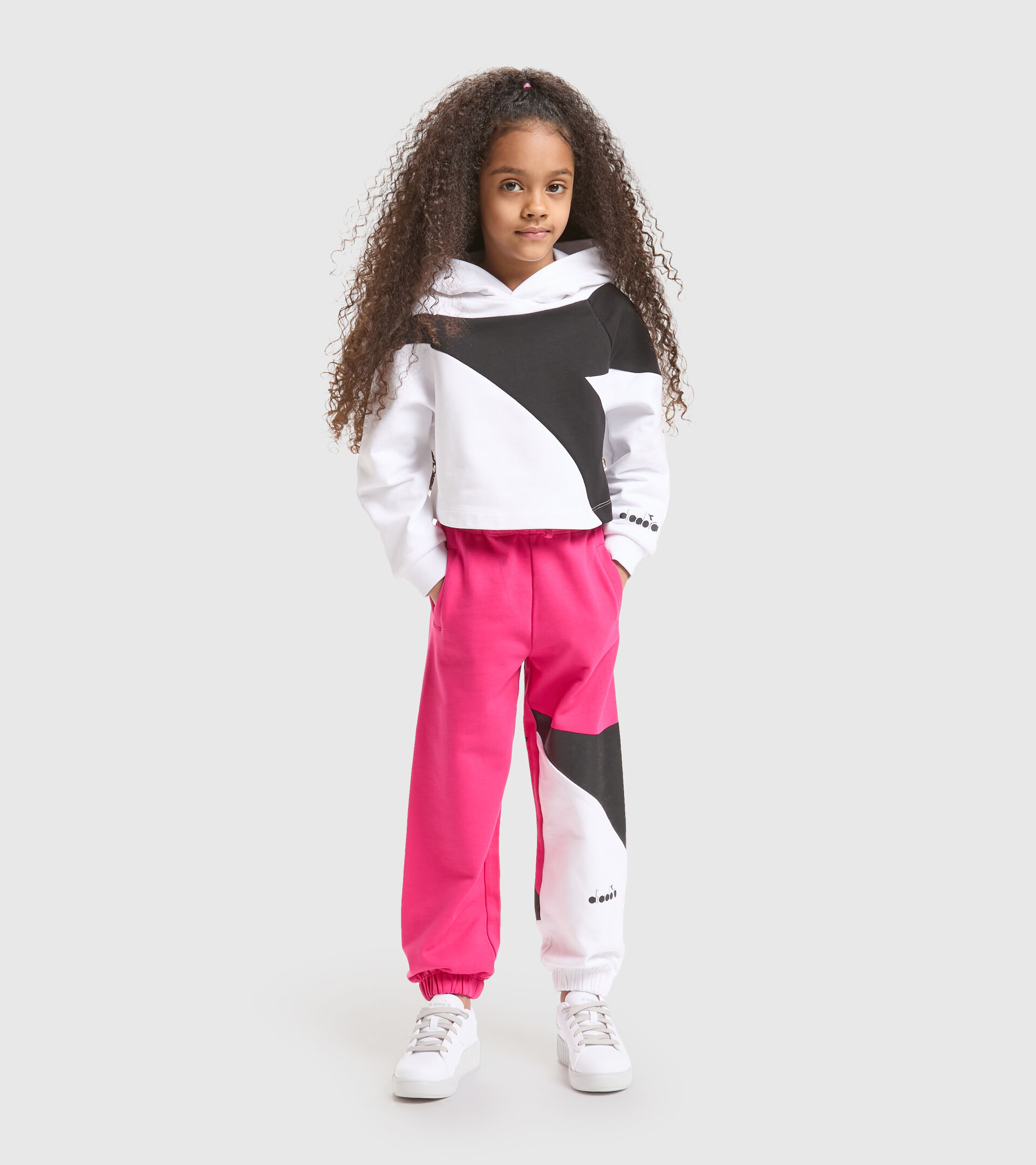 Brushed cotton sports trousers - Unisex JU. JOGGER PANT POWER LOGO SHOCKING PINK - Diadora