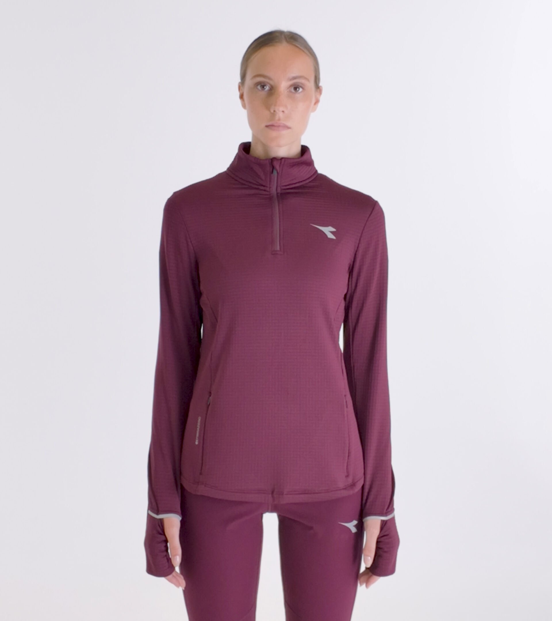 Thermoregulating fleece with FIBRAZERO fabric - Winter Protection - Women L. WARM UP WINTER PROTECTION MAROON BANNER - Diadora