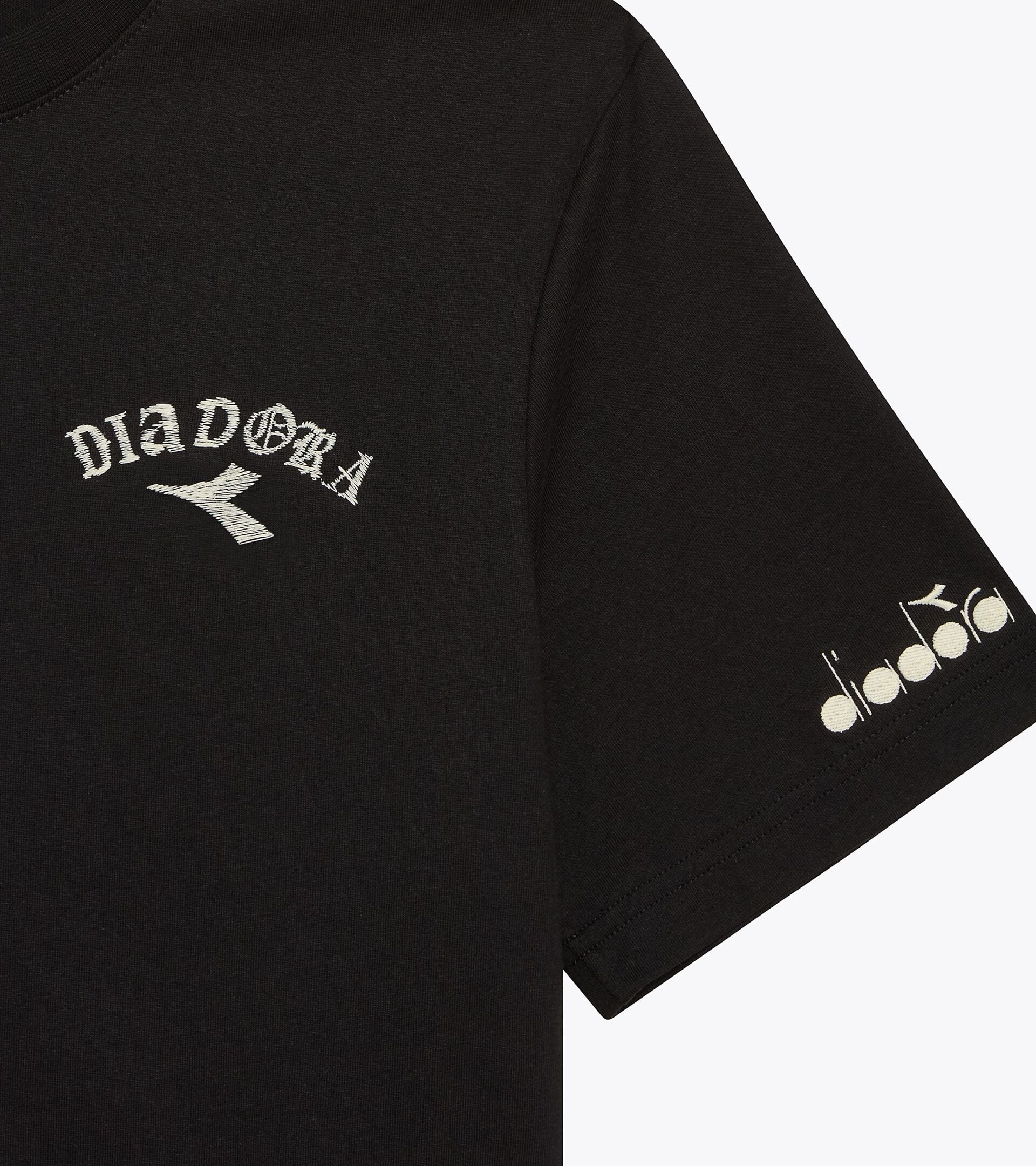 Cotton T-shirt - Run Valley - All-gender SS T-SHIRT RUN CREW BLACK - Diadora