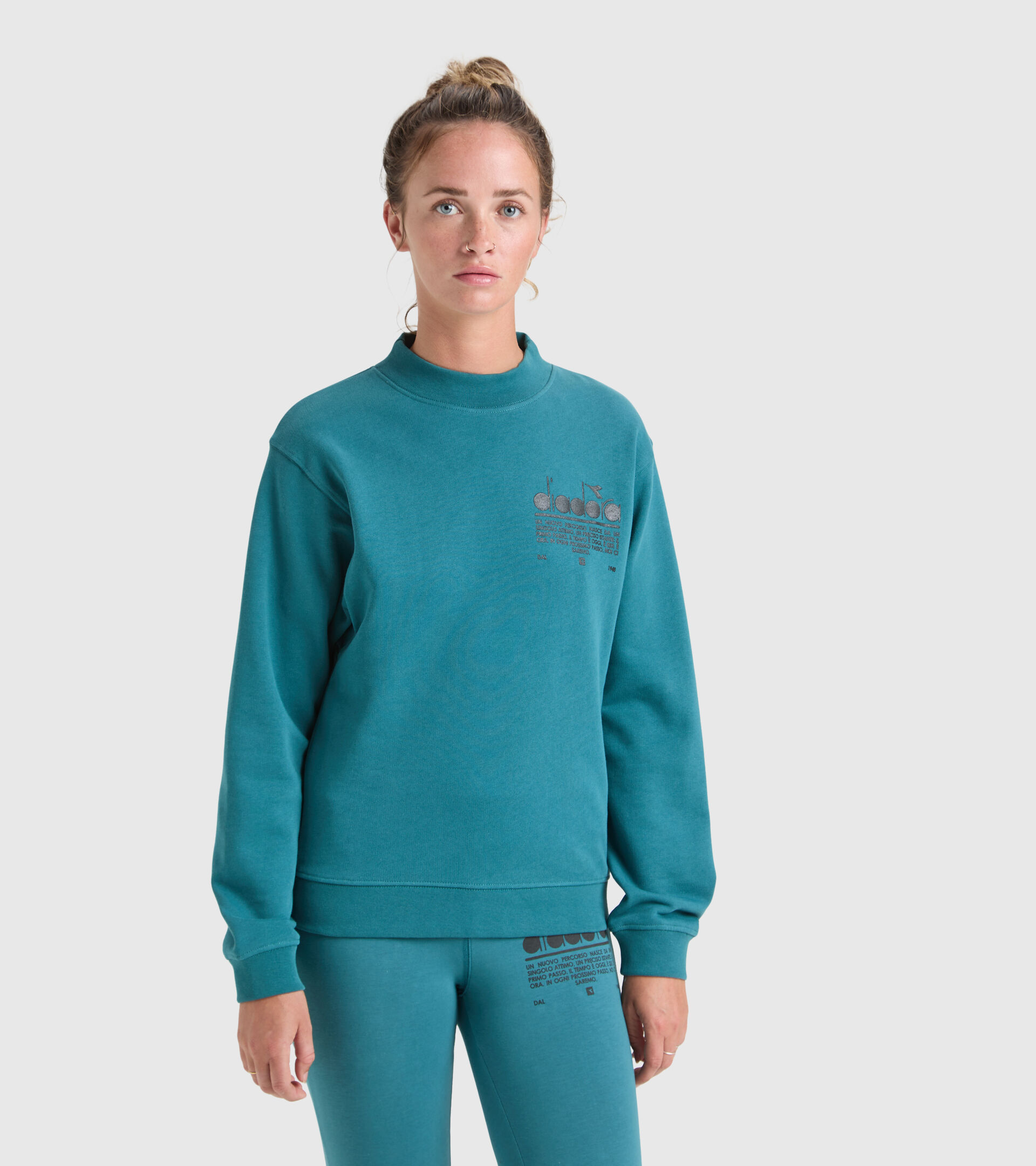 Cotton sweatshirt - Women’s L. SWEATSHIRT CREW MANIFESTO BLUE PACIFIC - Diadora