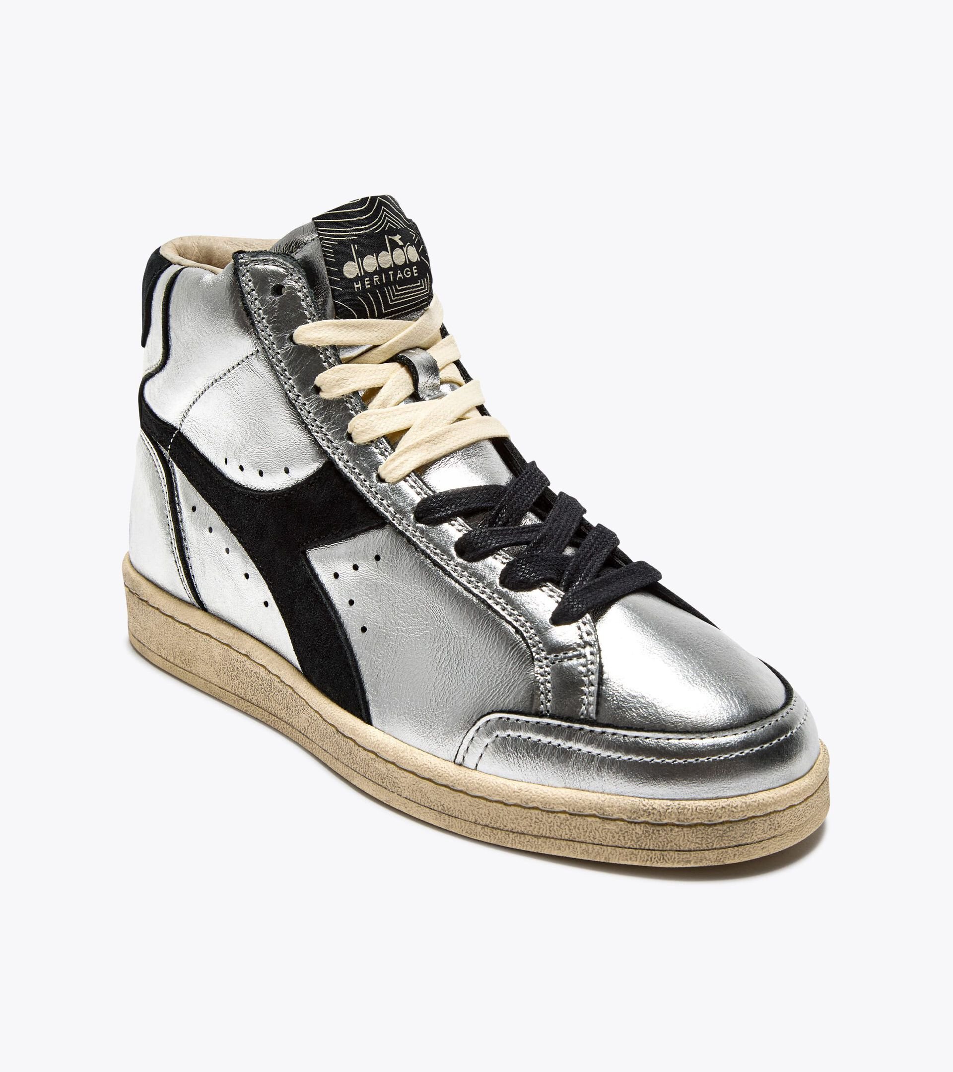 Sneaker Heritage aus metallisiertem Leder - Für alle Geschlechter
 PRESTIGE HIGH METAL USED SILBER - Diadora