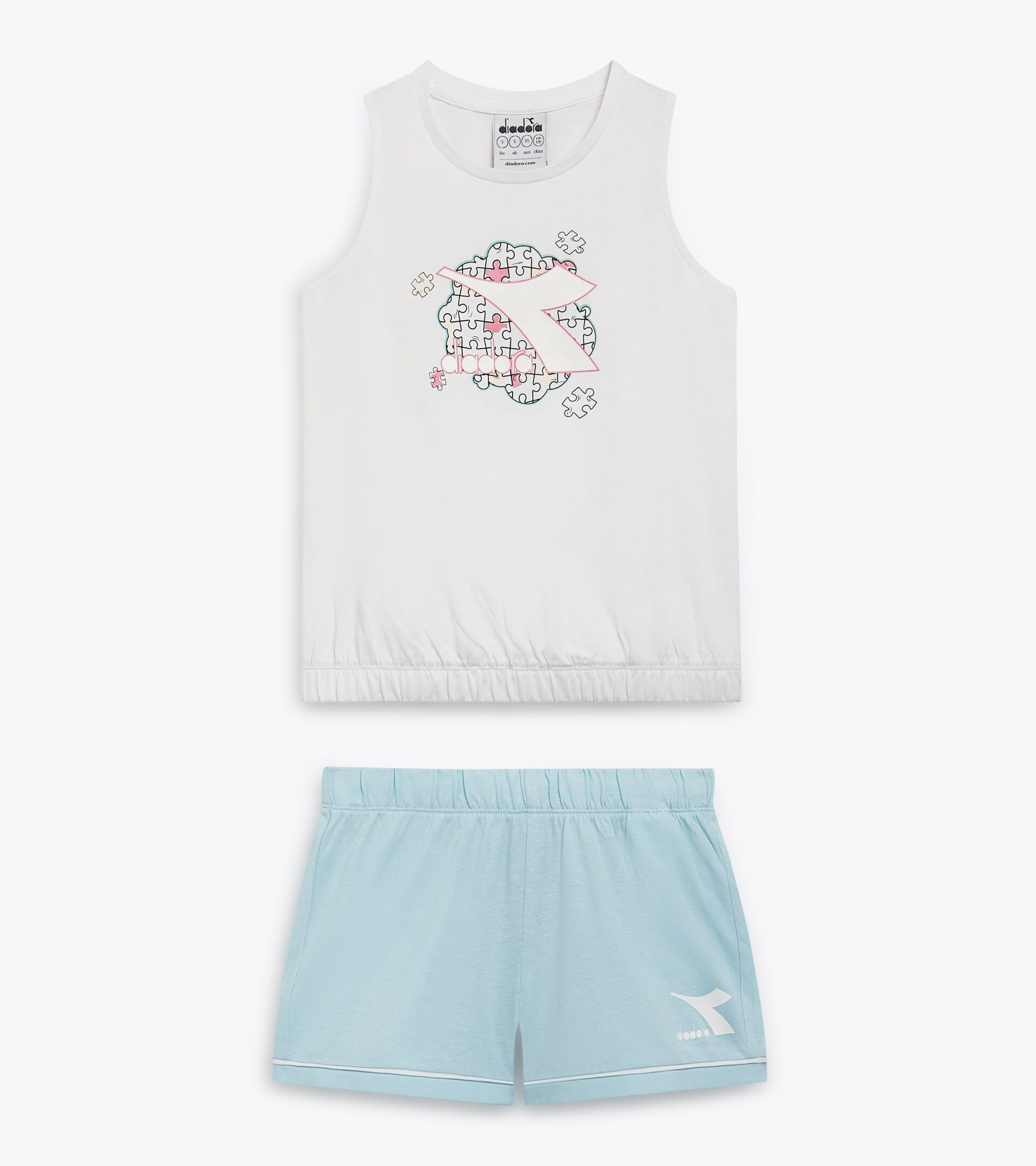 Conjunto deportivo - Camiseta sin mangas y pantalones cortos - Niñas y adolescentes JG. SET SS PUZZLES BLANCO VIVO - Diadora