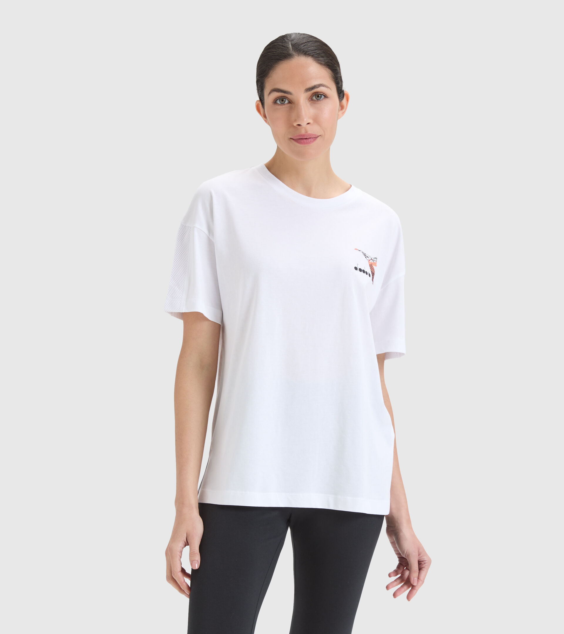 Camiseta deportiva de algodón - Mujer L.T-SHIRT SS FLOSS BLANCO VIVO - Diadora