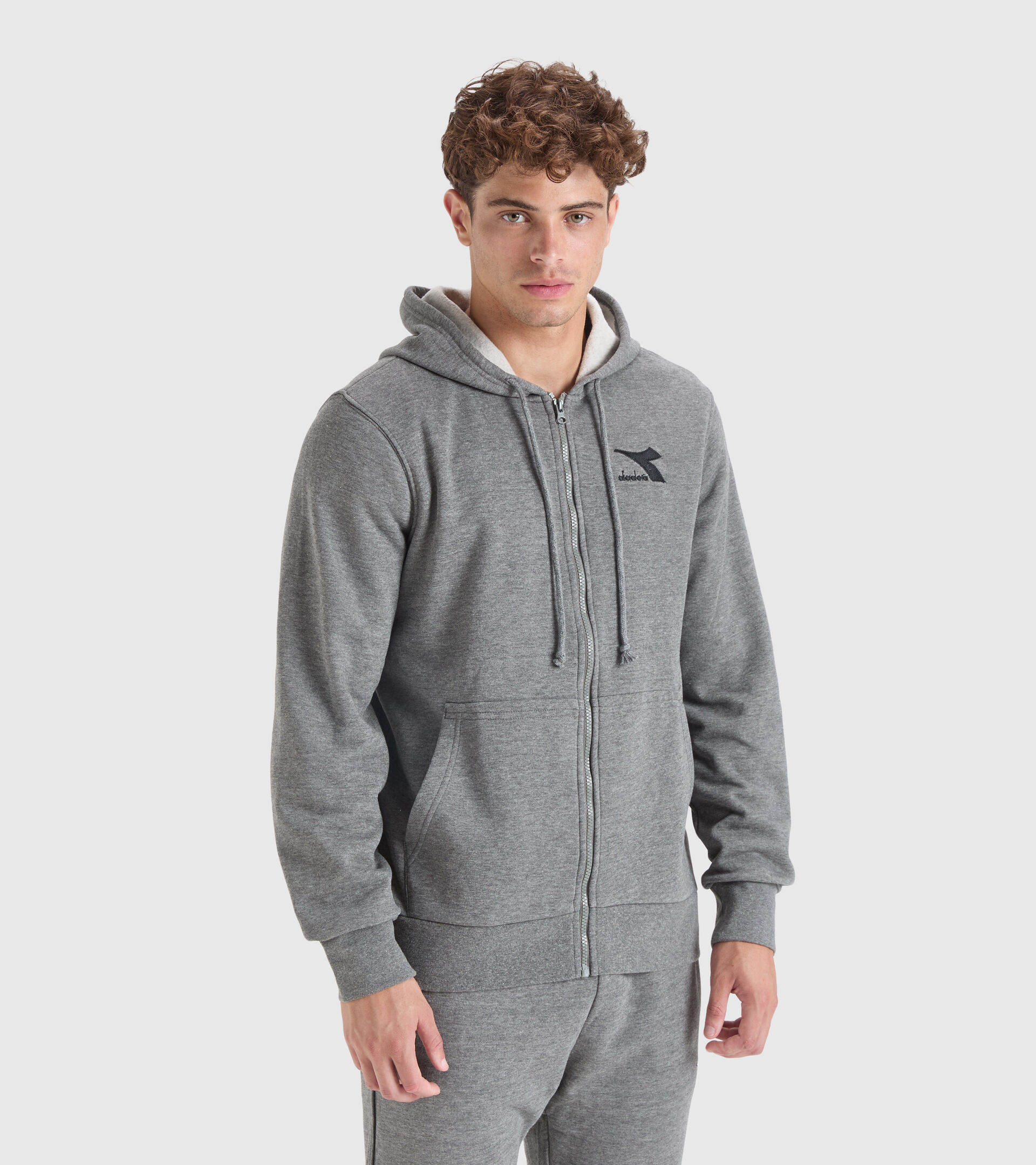 Felpa con cappuccio - Uomo HOODIE FZ CORE GRIGIO MELANGE SCURO - Diadora