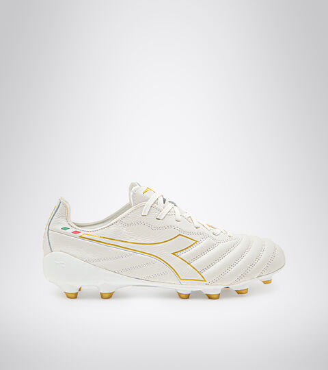 Chaussures de football pour terrains compacts - Made in Italy BRASIL ELITE TECH ITA LPX BLANC/OR BRUN - Diadora