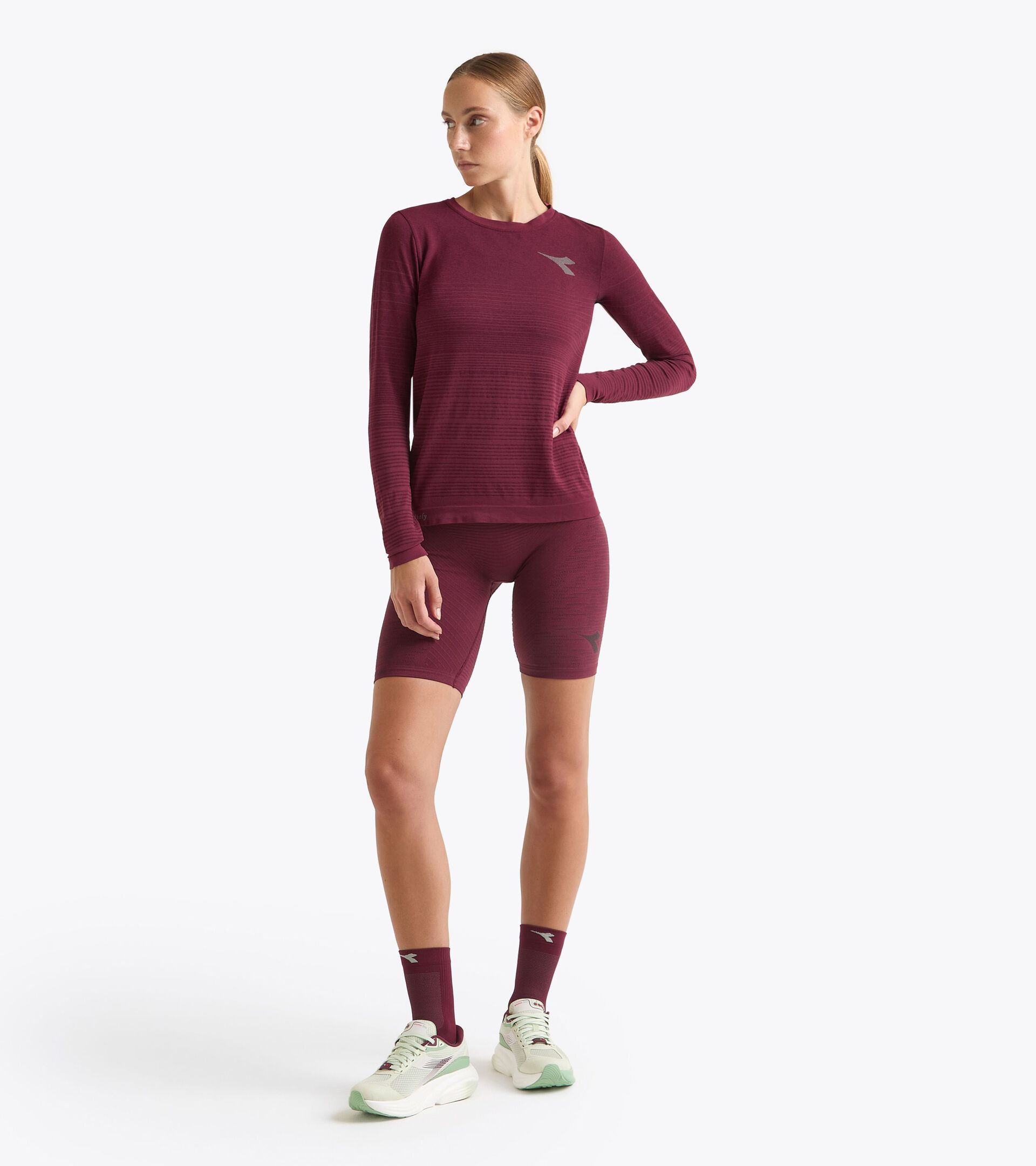 Technical shorts for temperature control -  Running - Women’s L. STRATOUNO HALF-TIGHT MAROON BANNER - Diadora