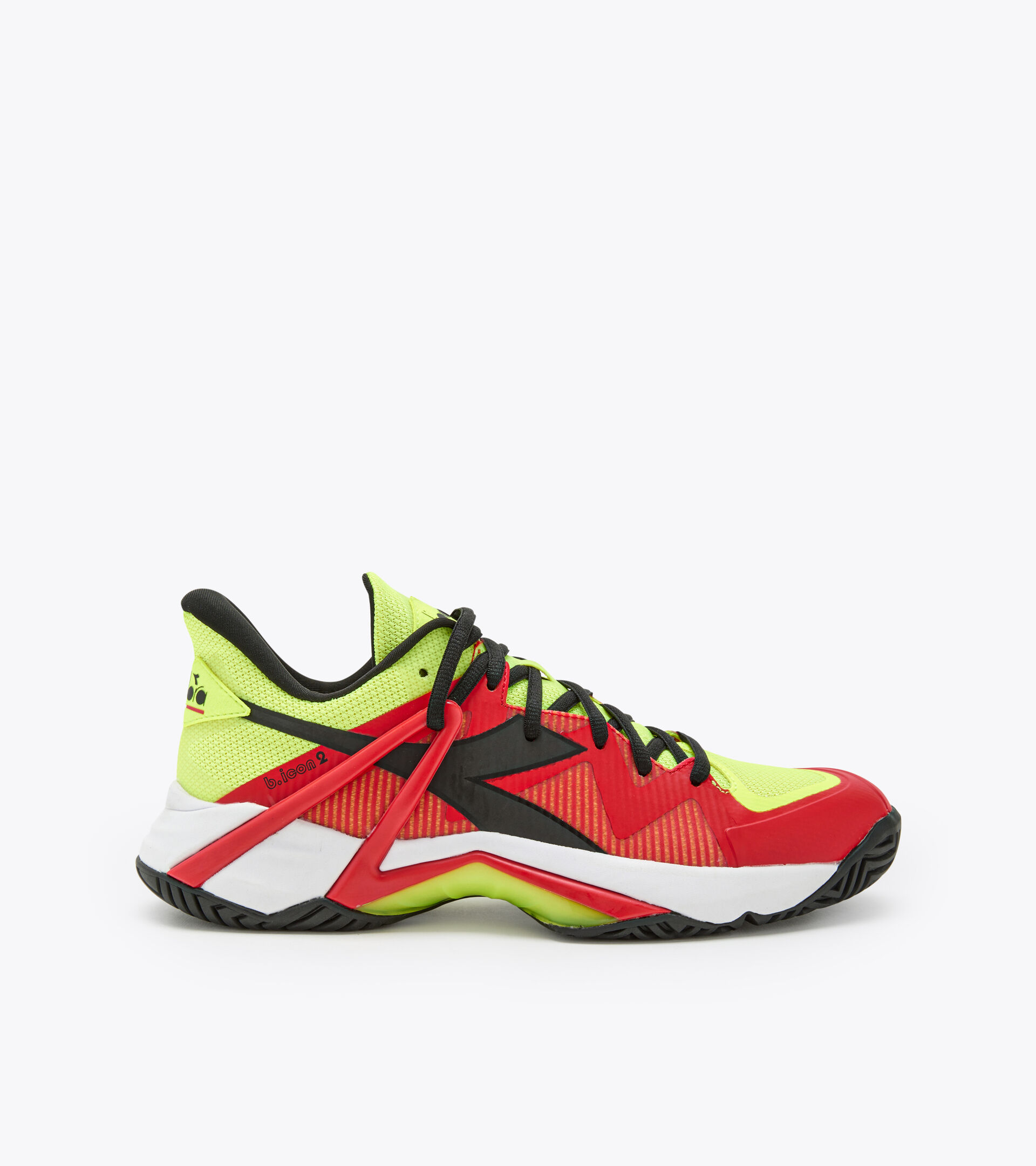 Tennis shoes for hard surfaces or clay - Men B.ICON 2 AG YELLOW FLUO DD/BLK/FIERY RED - Diadora