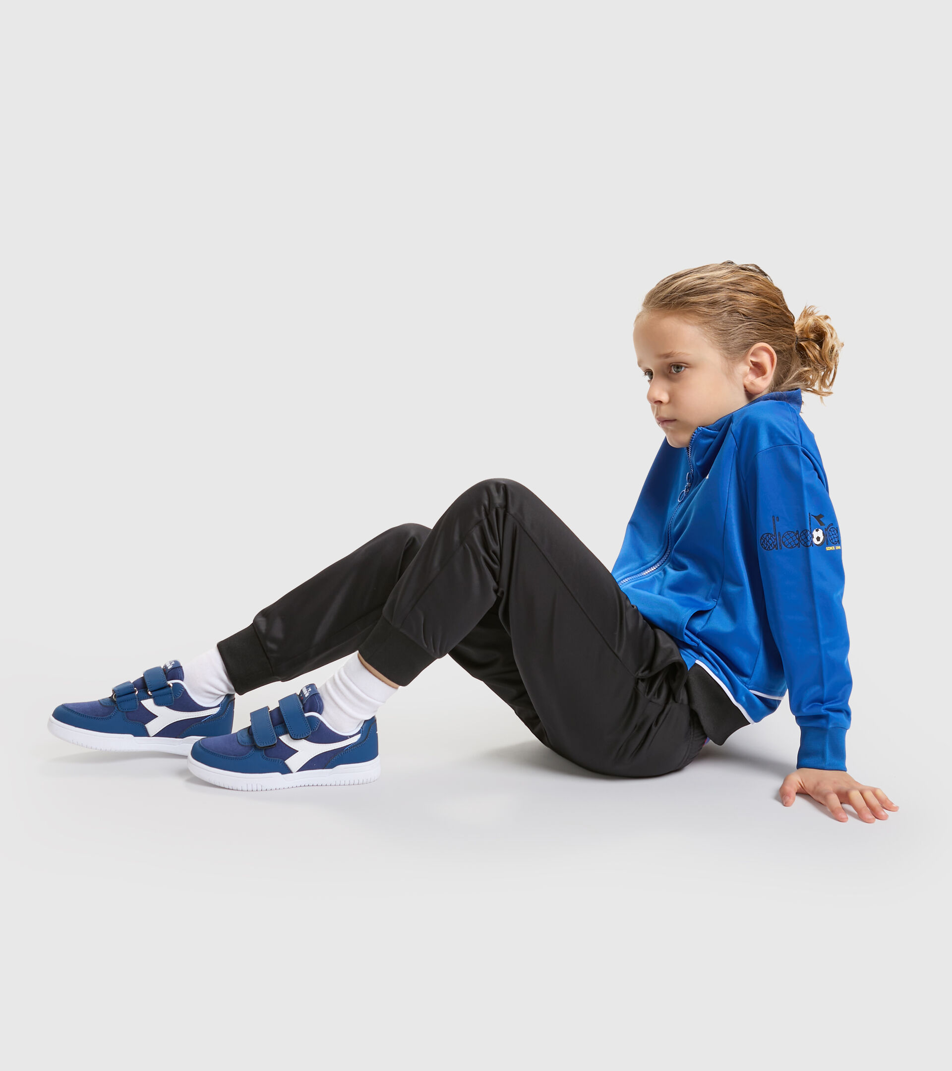 Polyknit sports tracksuit - Boy’s JB.TRACKSUIT FZ DIADORA FC PRINCESS BLUE - Diadora