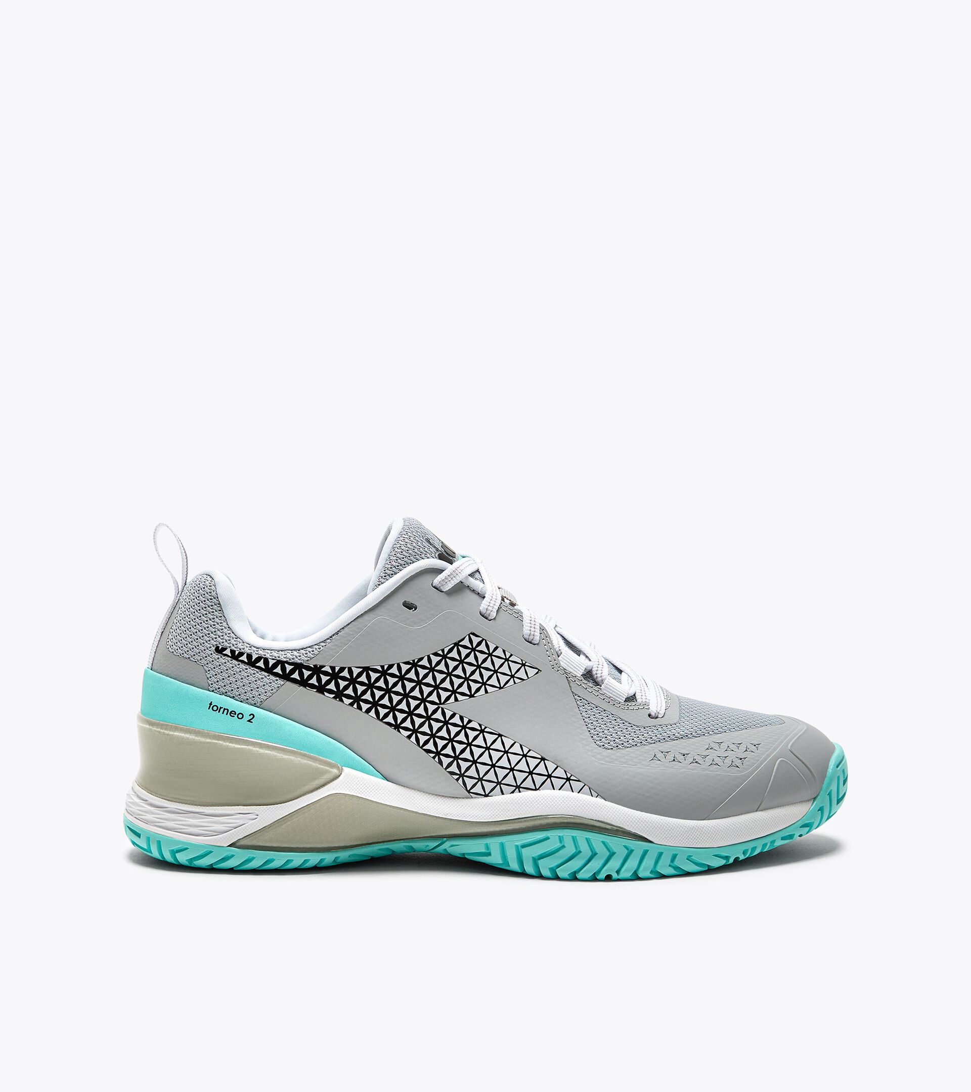 Tennis shoes for hard surfaces or clay courts - Women BLUSHIELD TORNEO 2 W AG SILVER DD/BLACK/ARUBA BLUE - Diadora