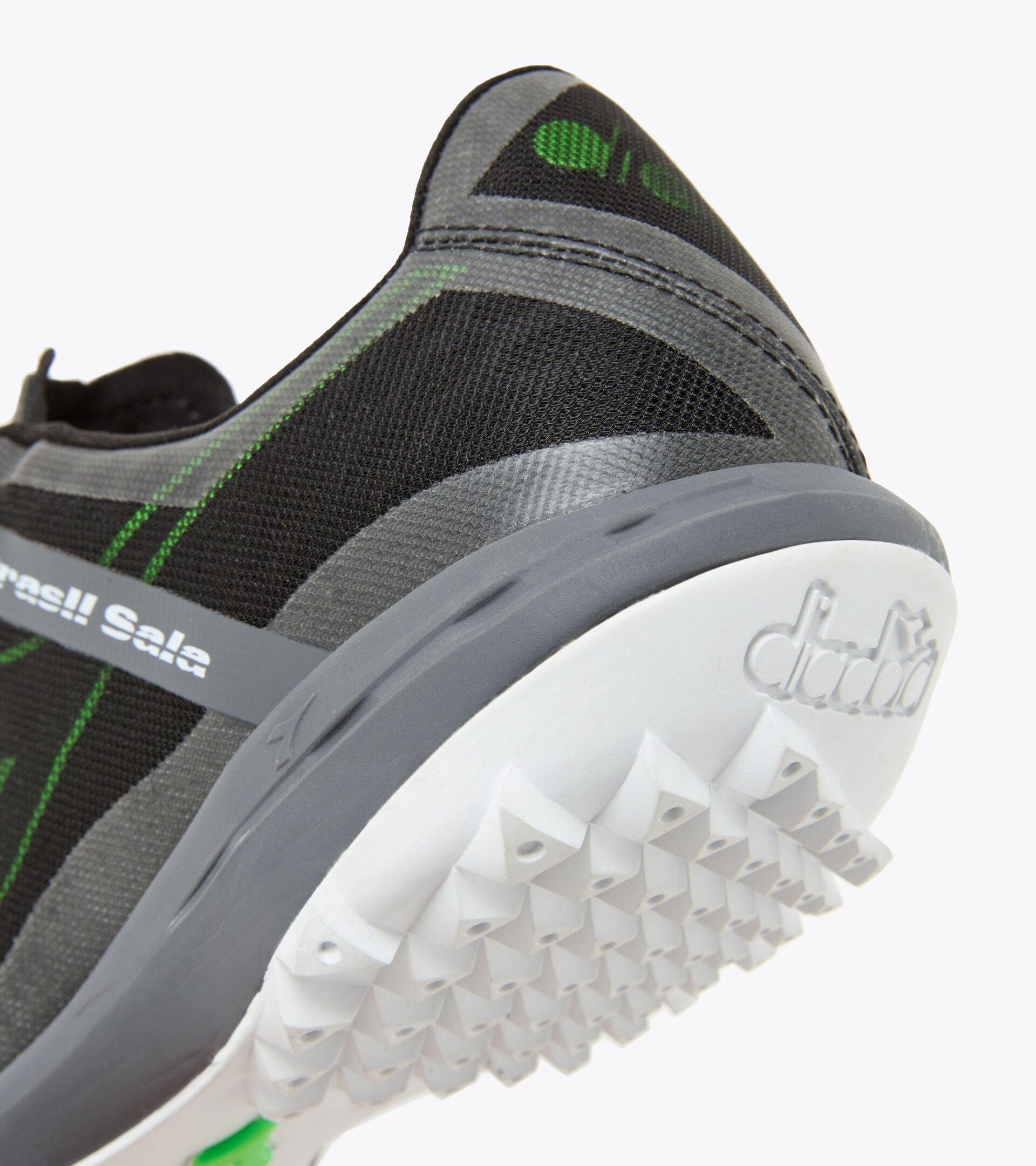 Futsal boot - Specific outsole for synthetic/hard grounds BRASIL SALA TF BLACK/GREEN FLUO - Diadora