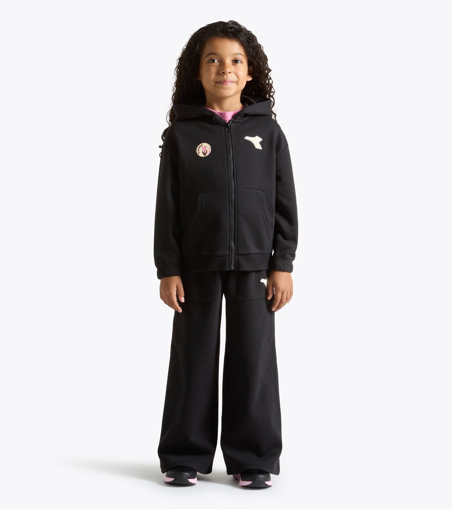 Ch&aacute;ndal cotton look - Regular/Relaxed - Ni&ntilde;a JG. TRACKSUIT HD FZ LOGO (BR) NEGRO - Diadora