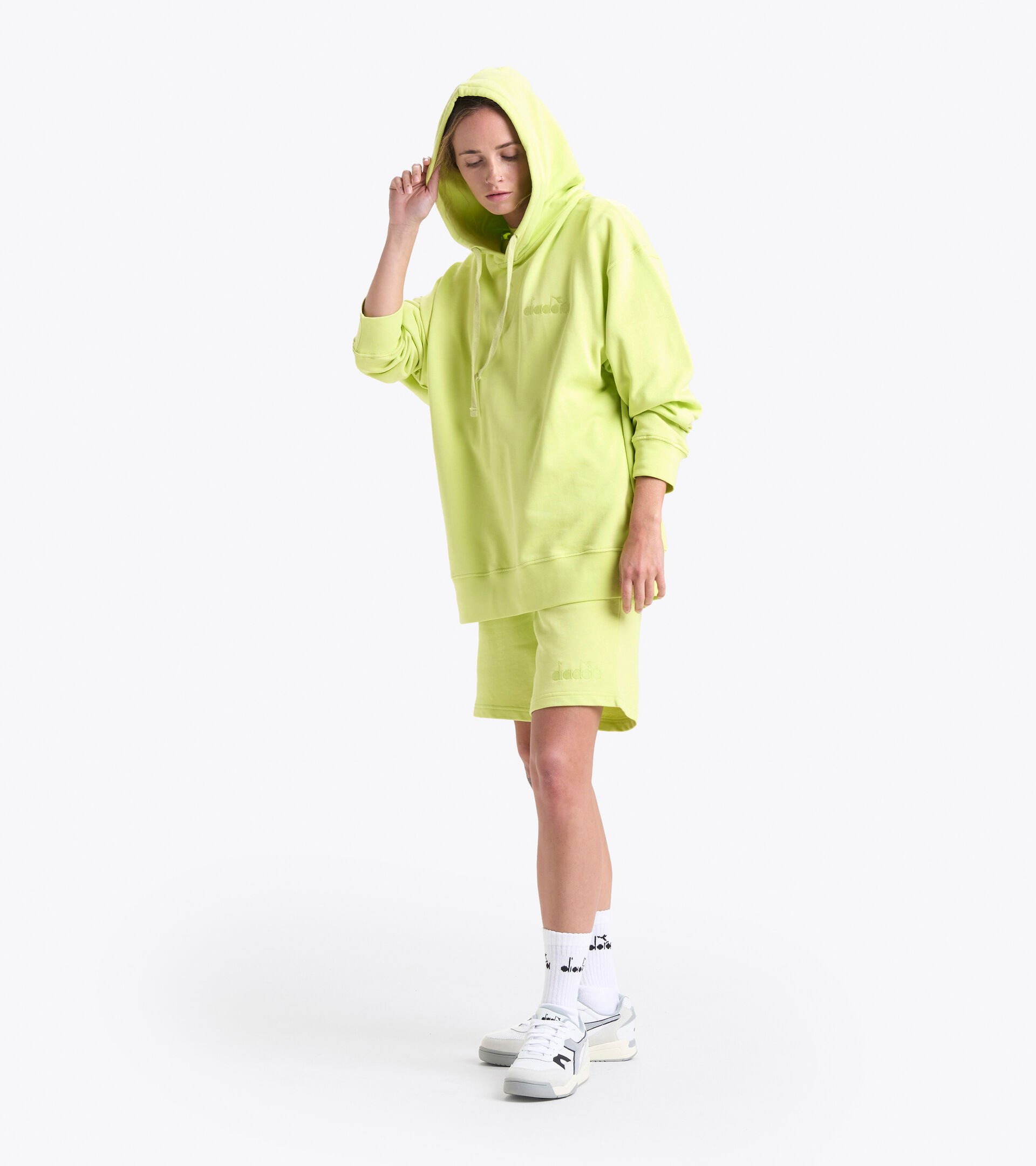Cotton hoodie - Gender neutral HOODIE SPW LOGO DARK LIME GREEN - Diadora