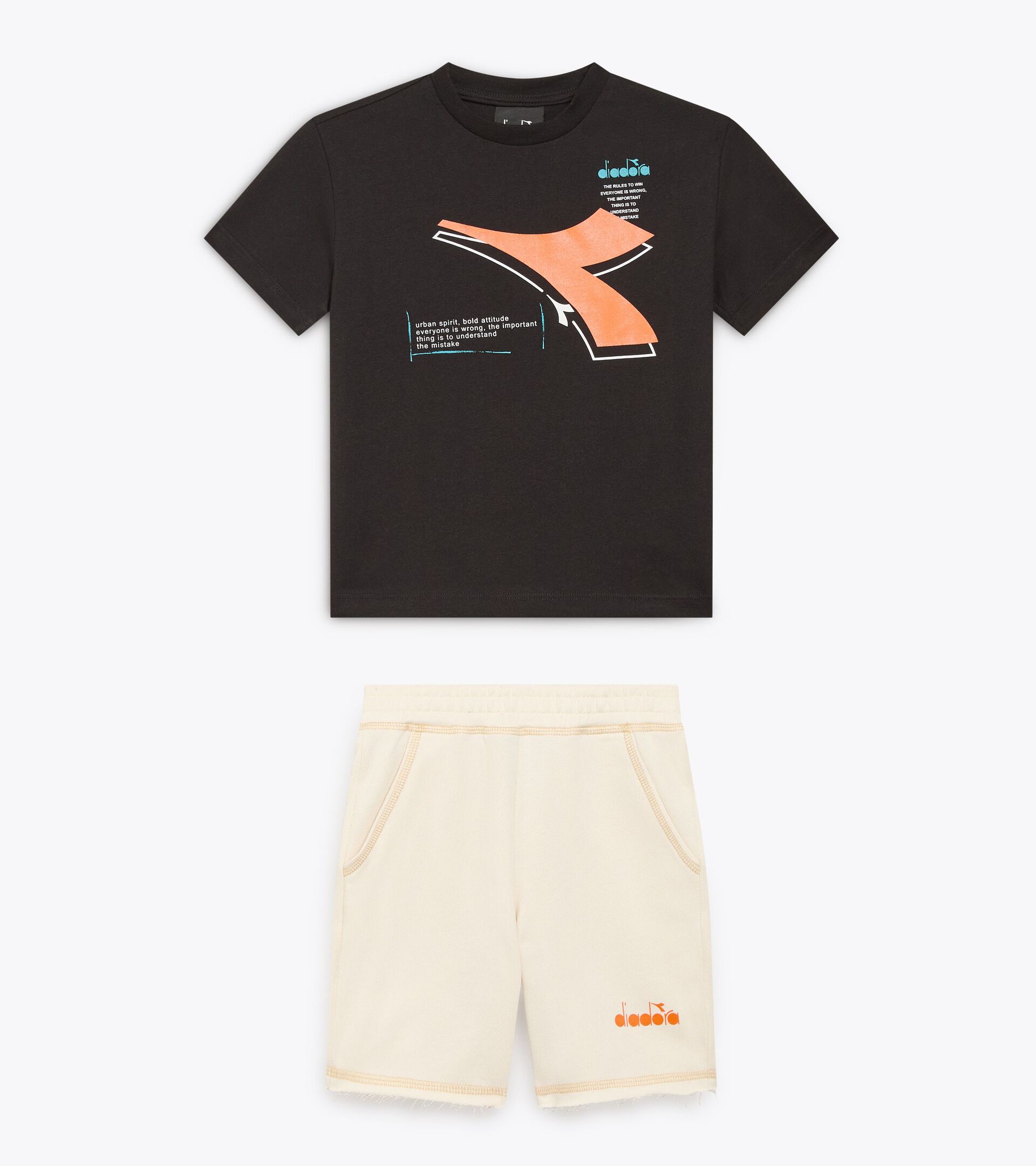 Conjunto - Corte cómodo - Niño JB. SET DISTRICT TD NERO/CREMA - Diadora