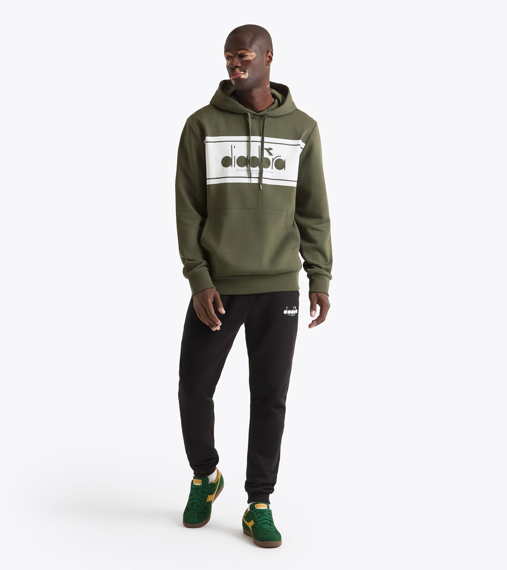 Color block hoodie - All-Gender HOODIE LOGO GREEN RIFLE - Diadora