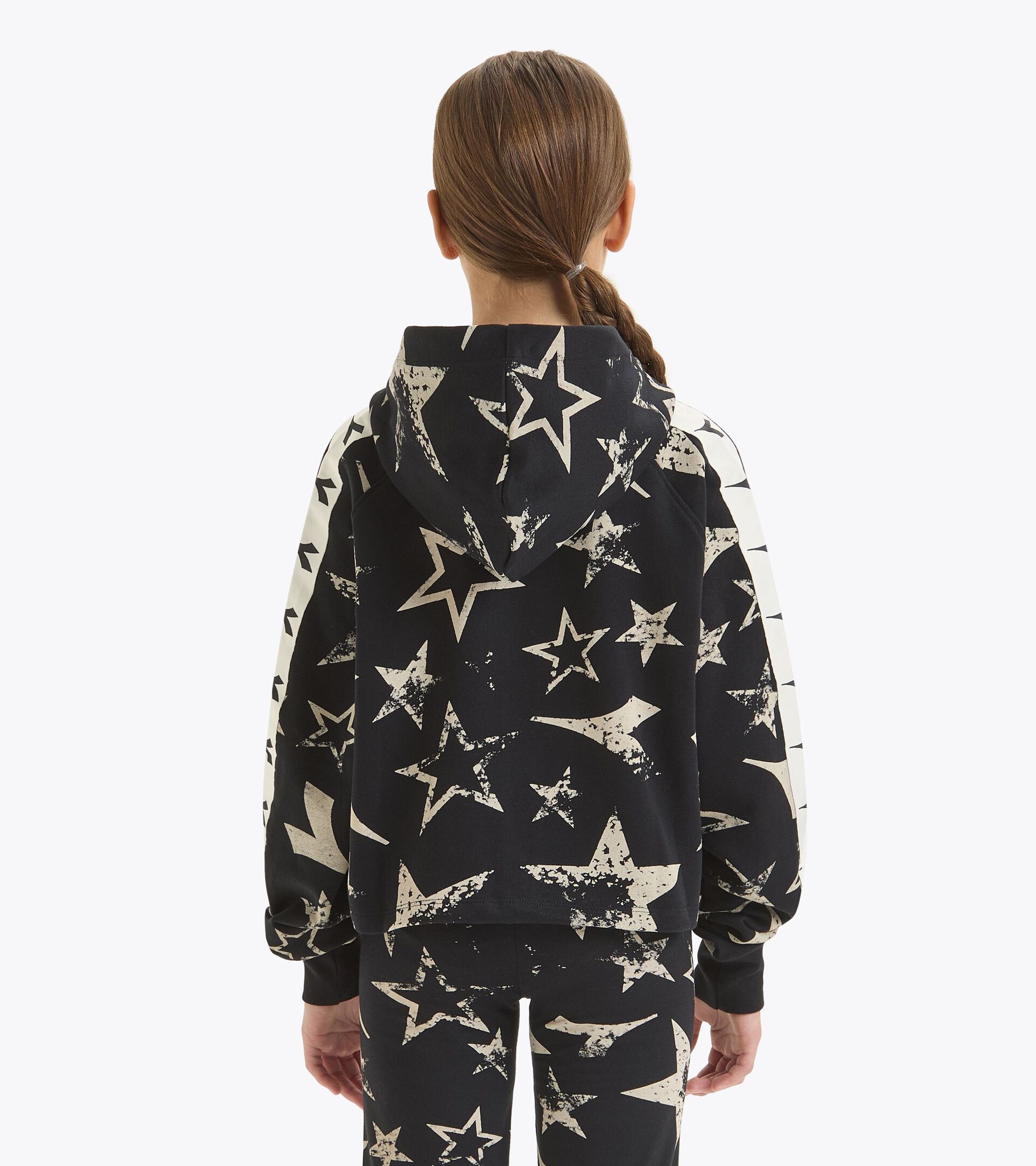 Hoodie - Mädchen JG. HOODIE FZ STARS SCHWARZ - Diadora