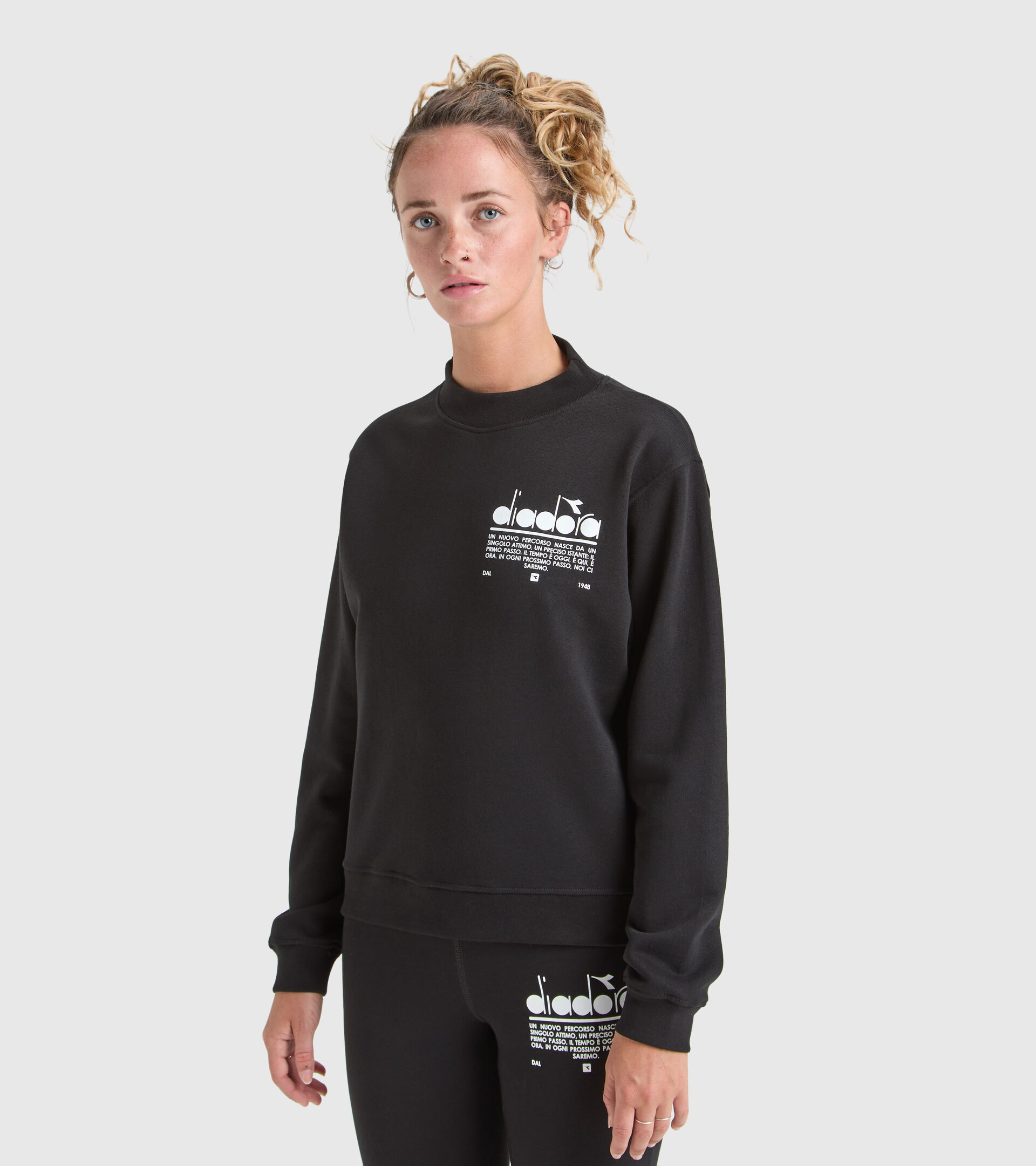 Cotton sweatshirt - Women’s L. SWEATSHIRT CREW MANIFESTO BLACK - Diadora