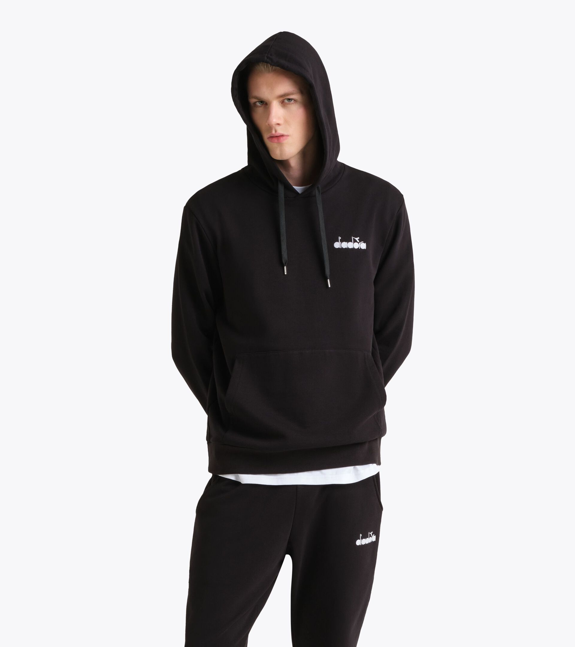 Color block hoodie - All-Gender HOODIE LOGO BLACK/SUPERWHITE - Diadora