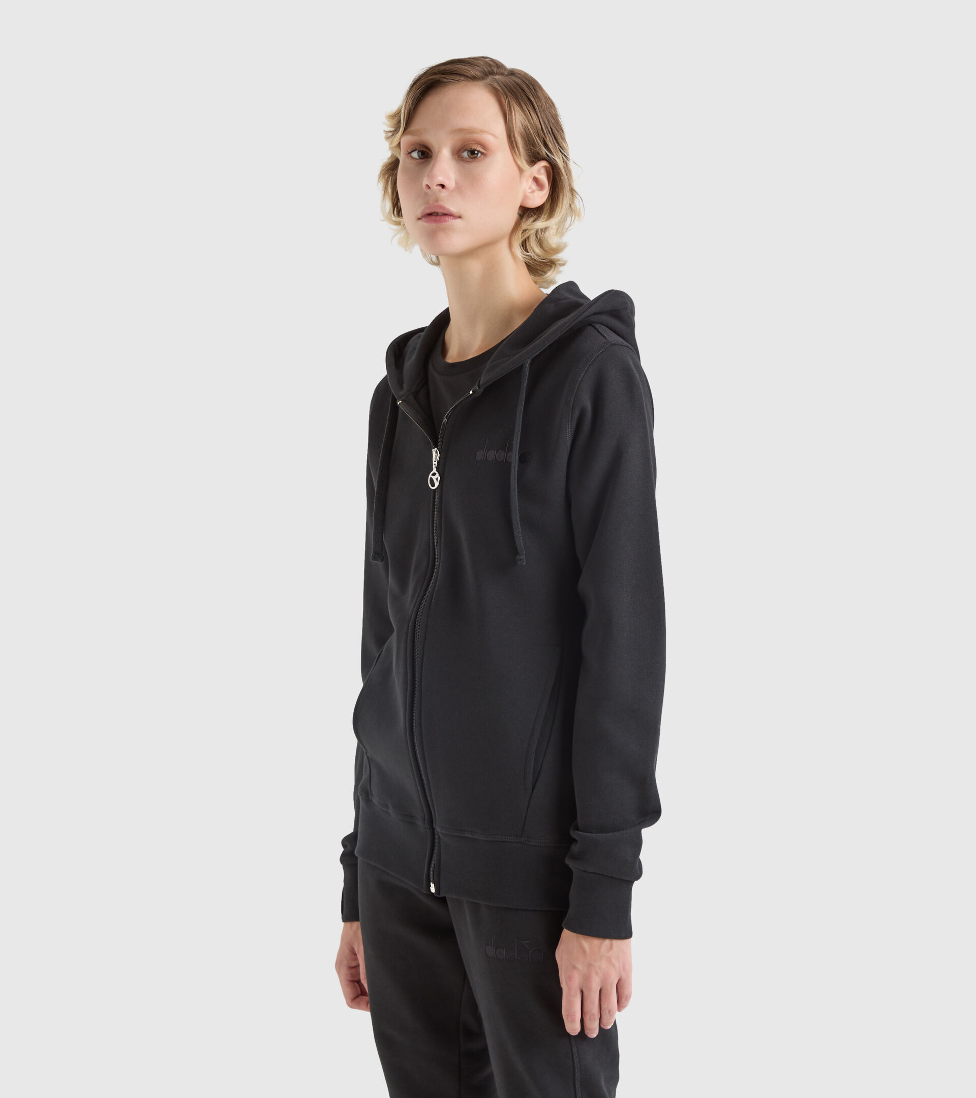 Hooded sweatshirt - Made in Italy - Women L. HOODIE FZ MII BLACK - Diadora