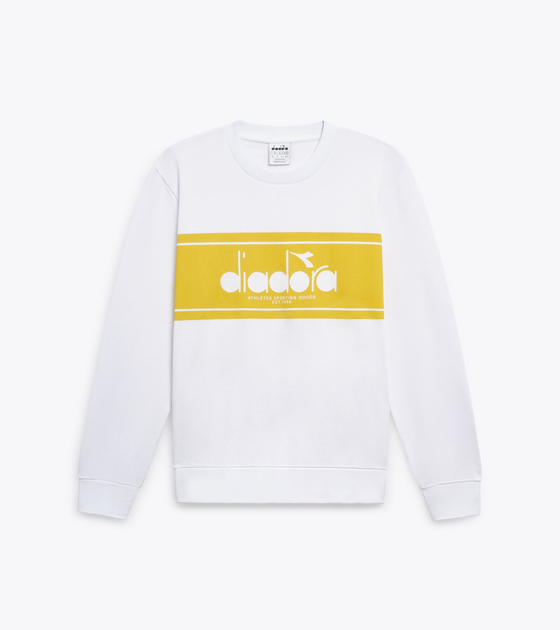 Sweat-shirt ras de cou en coton - Genre neutre SWEATSHIRT CREW LOGO JAUNE D OEUF - Diadora