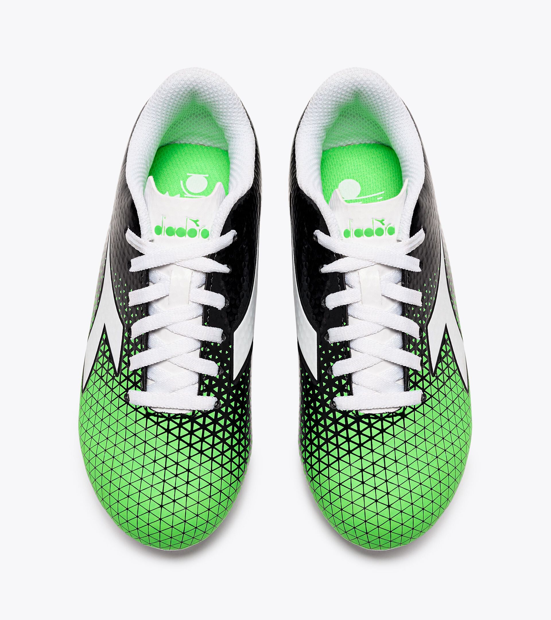 Calcio boots for firm ground - Junior CATTURA GR LPU JR BLACK/WHITE/GREEN FLUO - Diadora