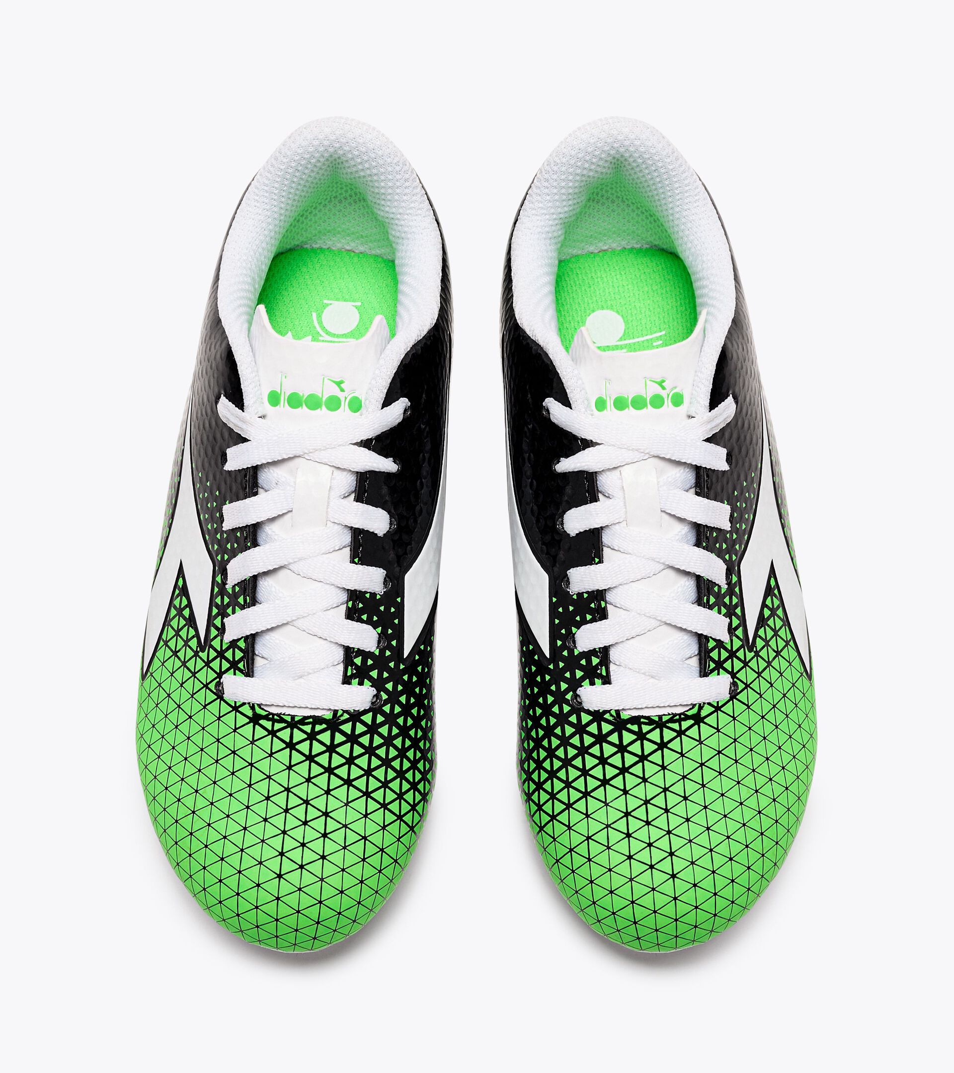 Chaussures de football pour terrains compacts - Junior CATTURA GR LPU JR NOIR/BLANC/VERT FLUO - Diadora