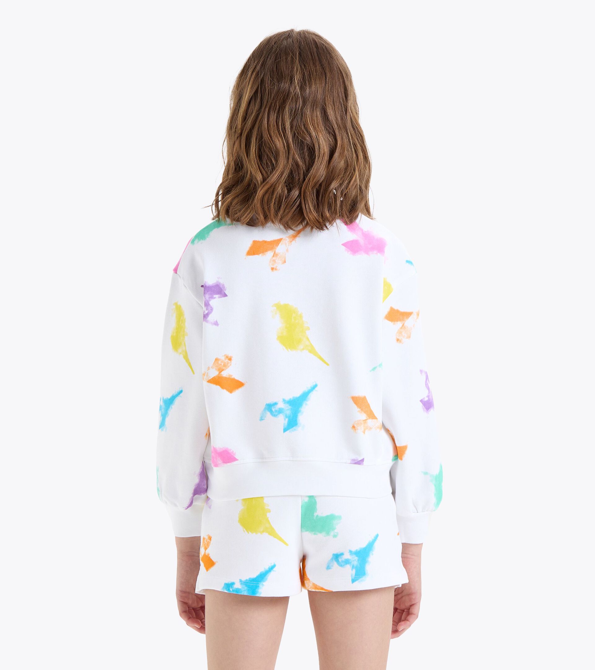 Felpa in cotone - Bambina JG. SWEATSHIRT CREW WATER COLOR BIANCO PAPIRO - Diadora