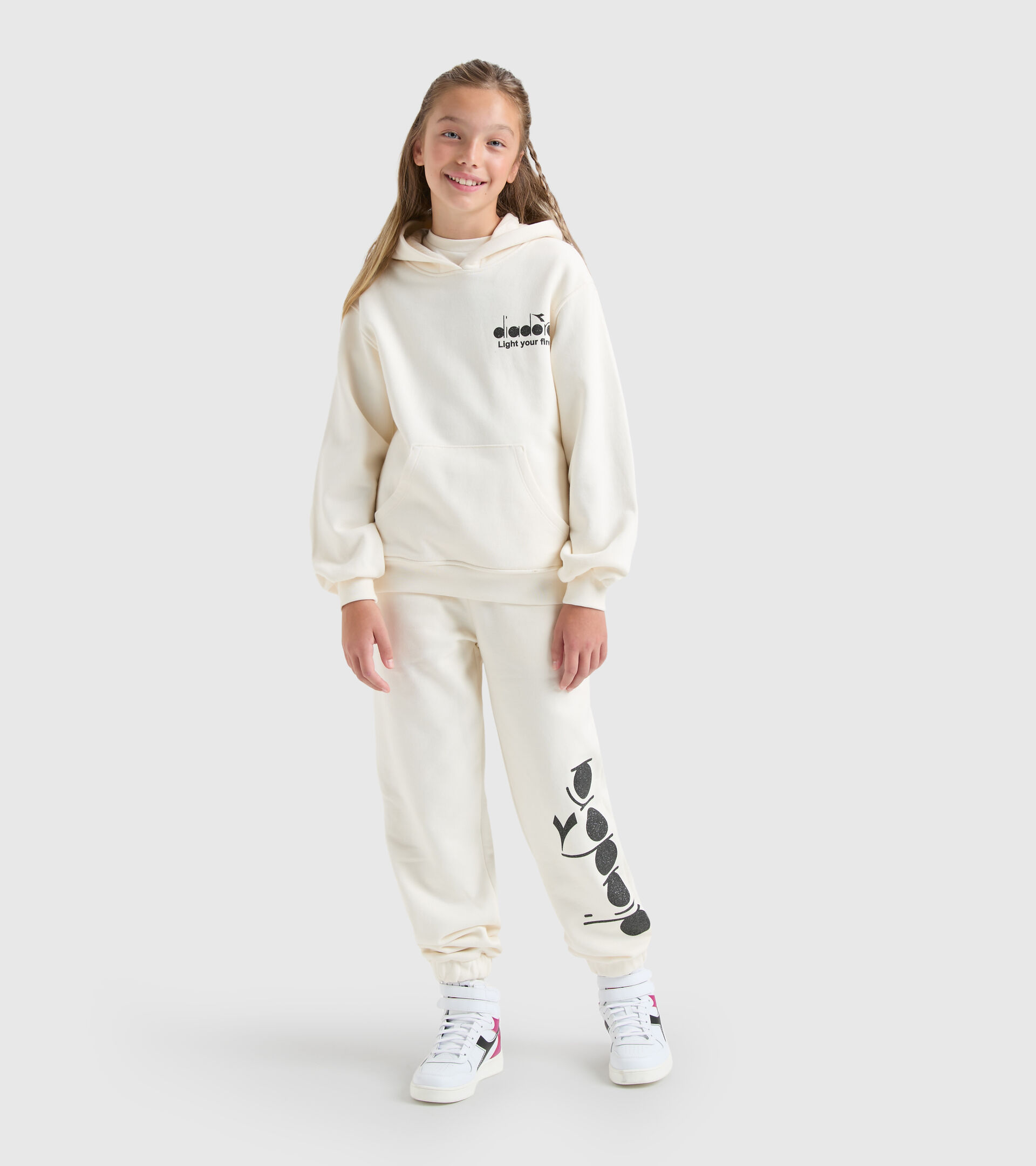 Hoodie with pocket - Girl JG.HOODIE D YELLOW CREAM - Diadora
