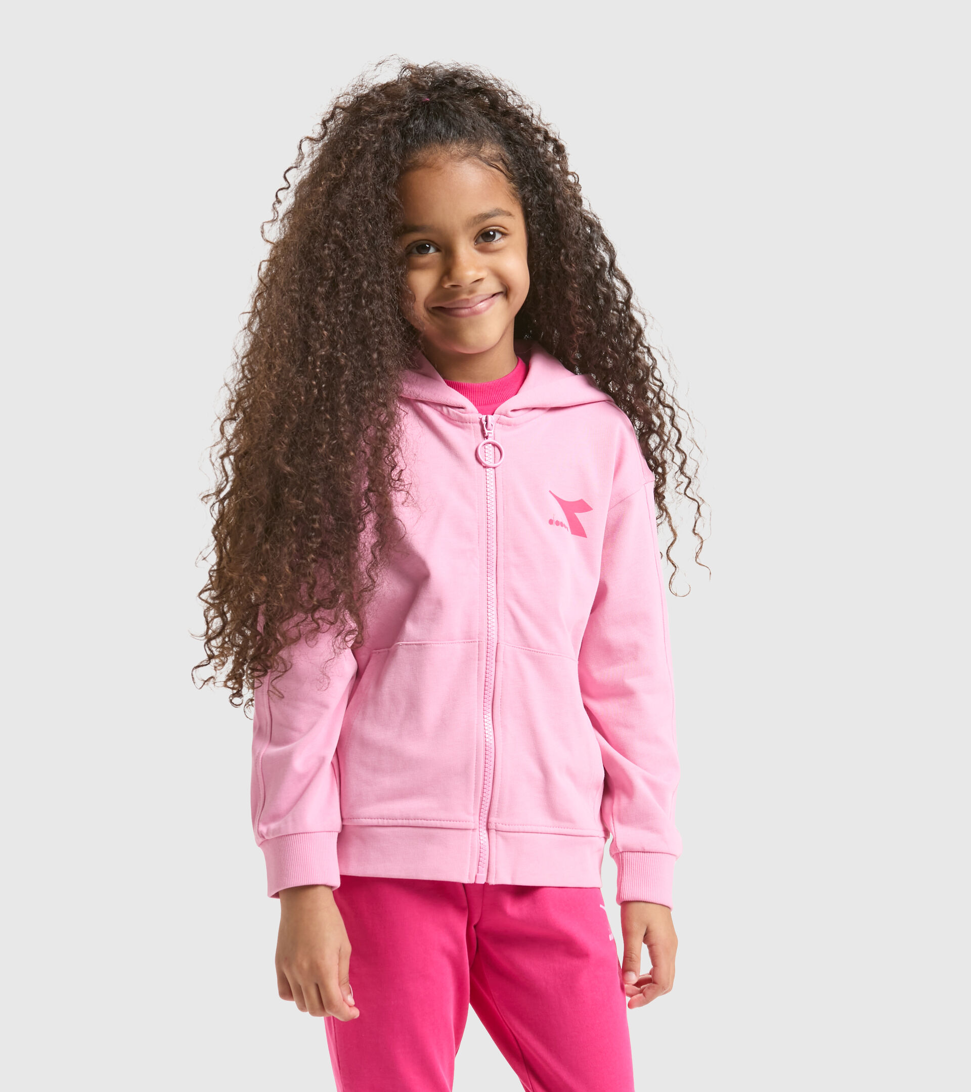 Felpa sportiva in cotone Junior - Unisex JU. HOODIE FZ RAINBOW ROSA CONFETTO - Diadora