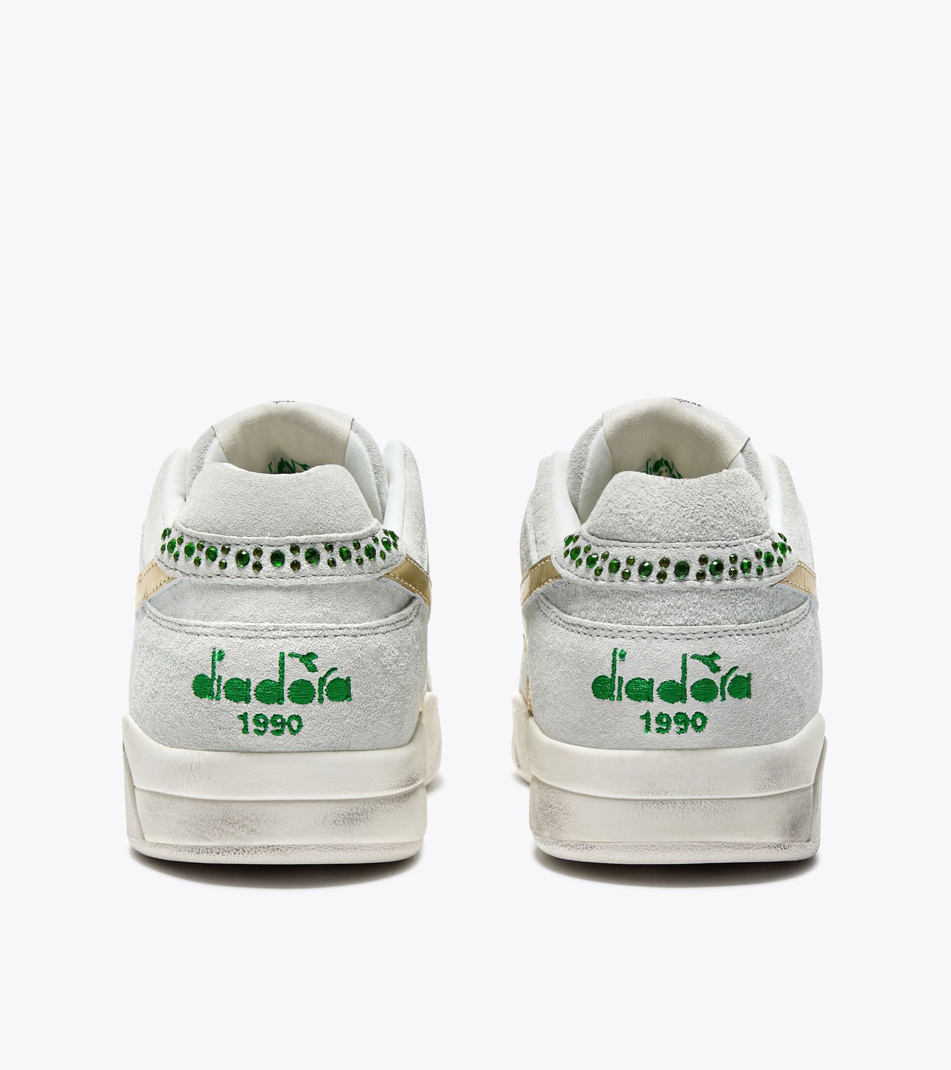Leather Heritage sneakers -  Women’s B.560 STUDS USED WN WHITE/EMERALD GREEN - Diadora