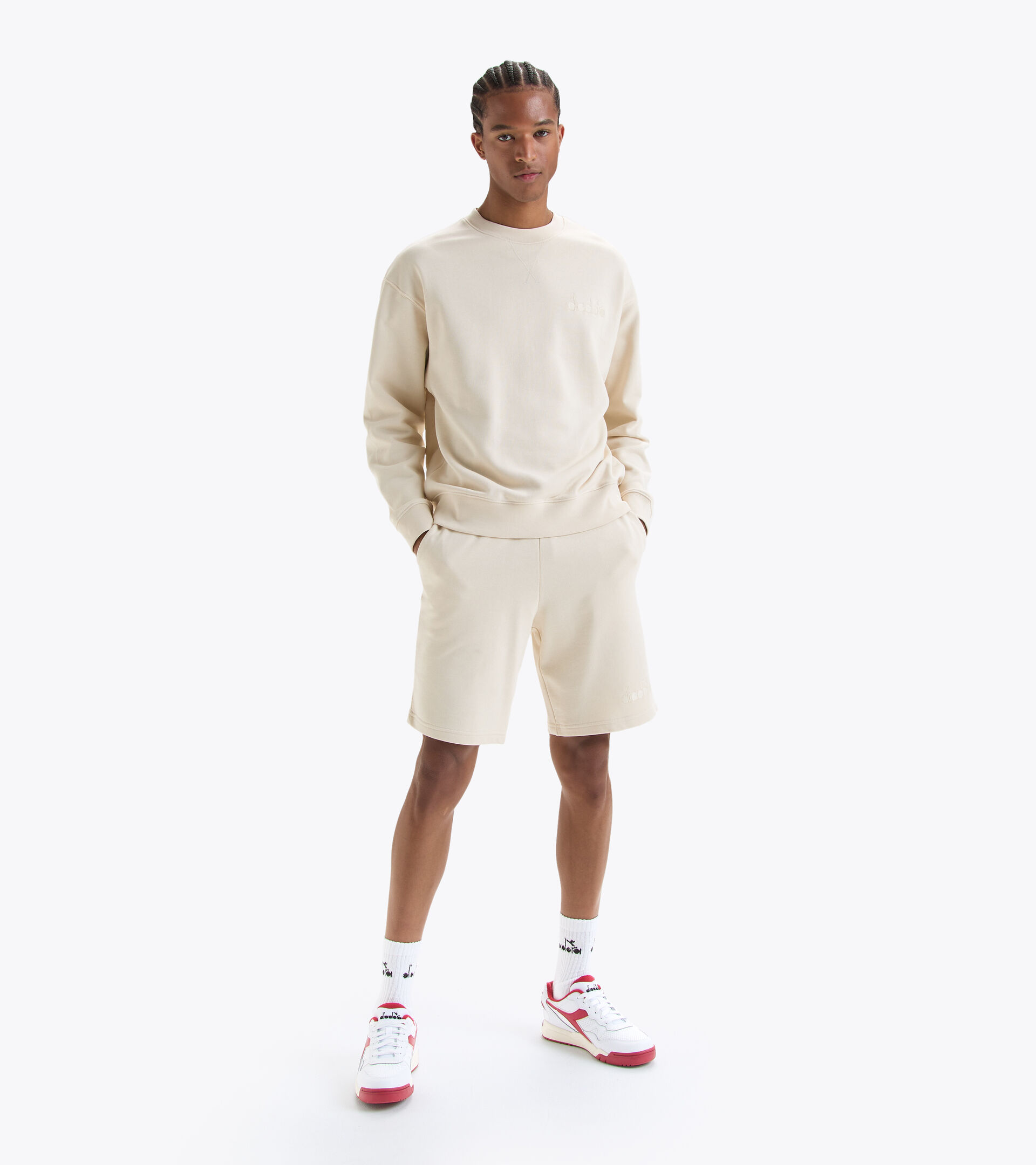 Felpa in cotone - Gender neutral SWEATSHIRT CREW SPW LOGO BEIGE CIGNO - Diadora