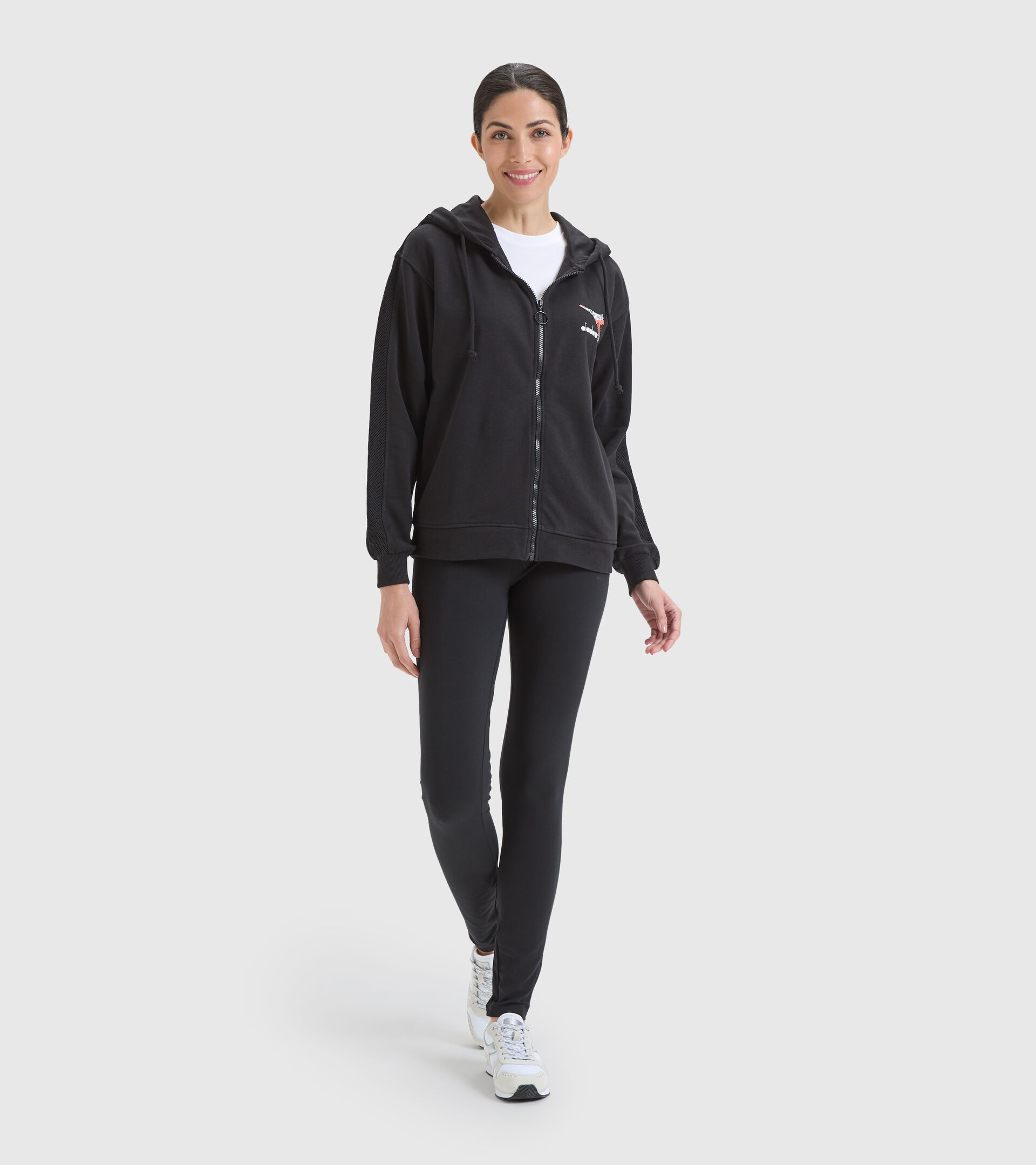 Sportliches Baumwoll-Sweatshirt - Damen L. HOODIE FZ FLOSS SCHWARZ - Diadora