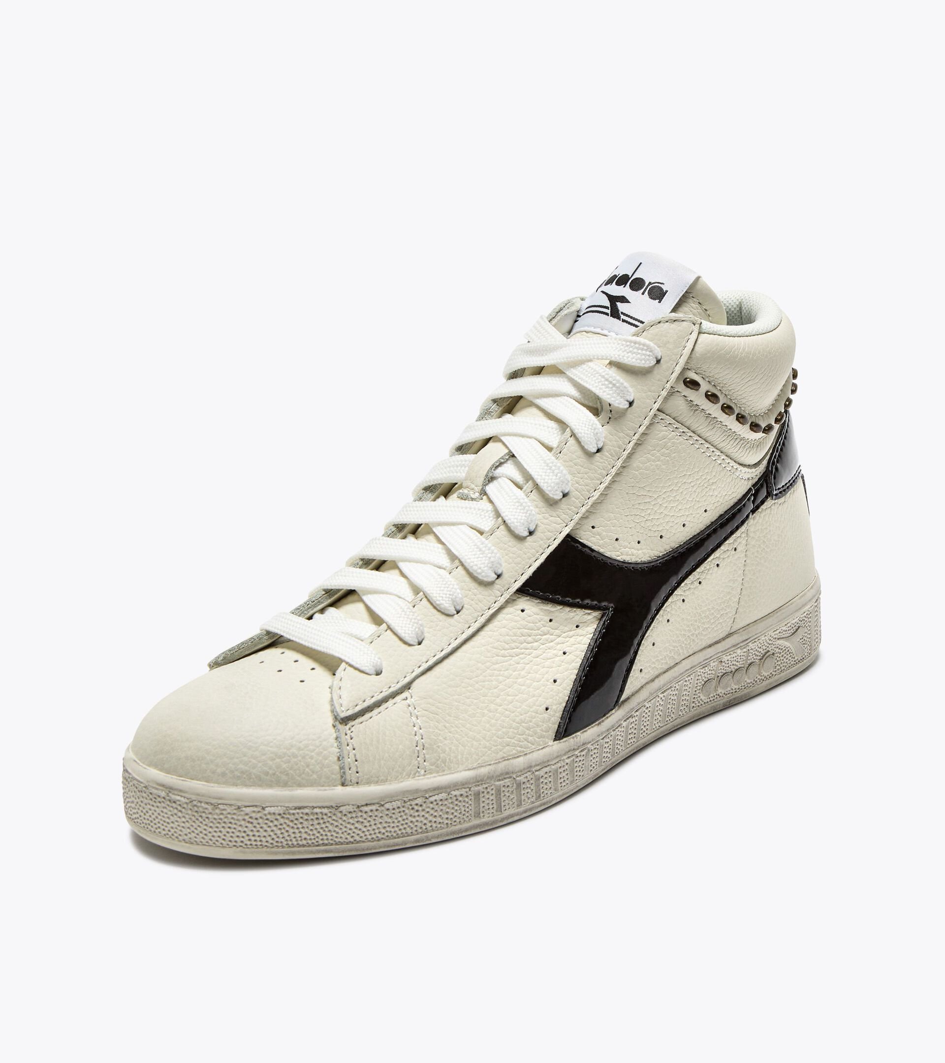 Zapatilla retro-tenis alta - Mujer GAME L HIGH WAXED STUDS WN BLANCO/NEGRO - Diadora