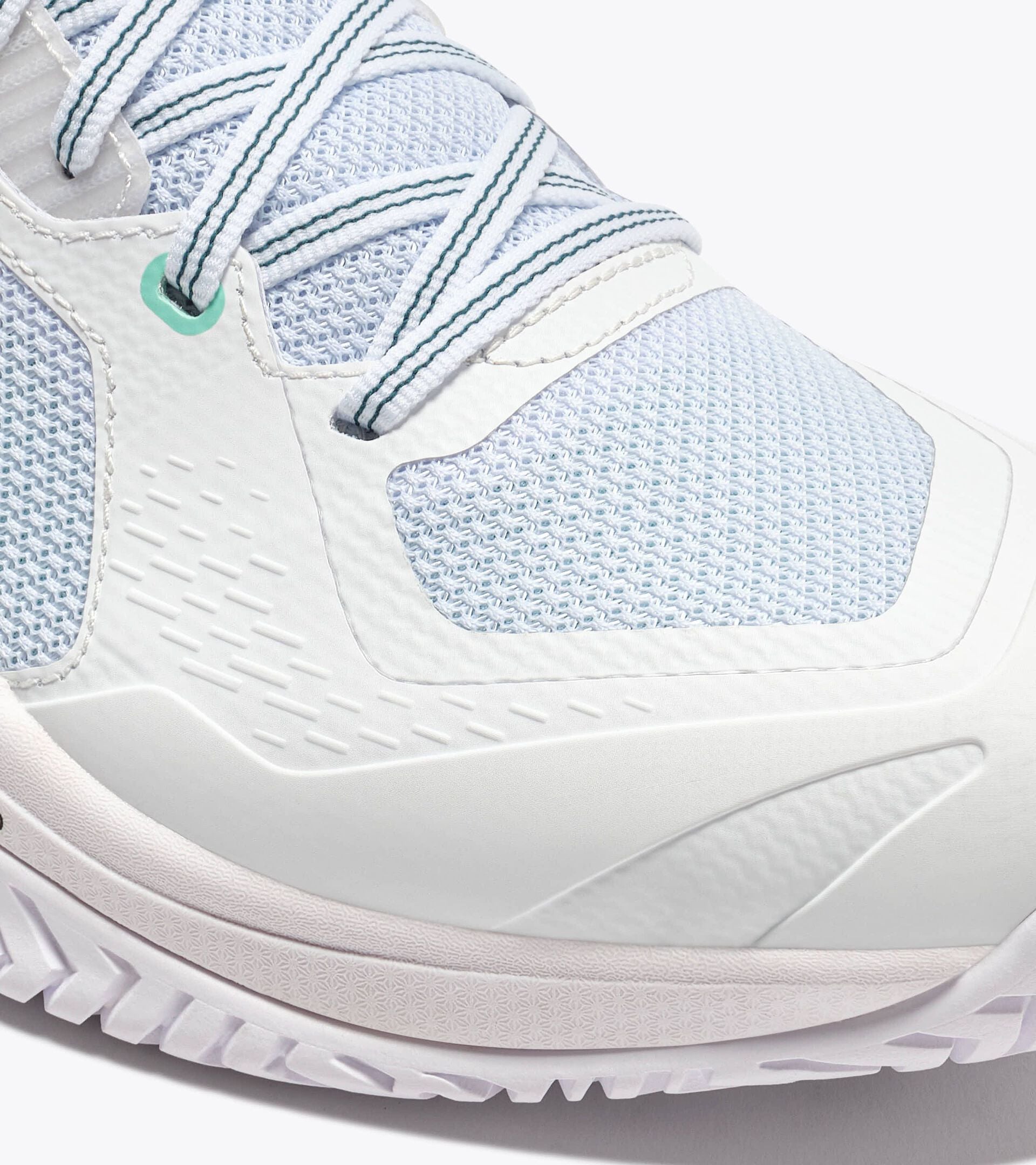 Tennis shoe for hard surfaces and clay courts -  Protection and cushioning - Men&rsquo;s BLUSHIELD TORNEO 3 AG WHITE/SHADED SPRUCE - Diadora