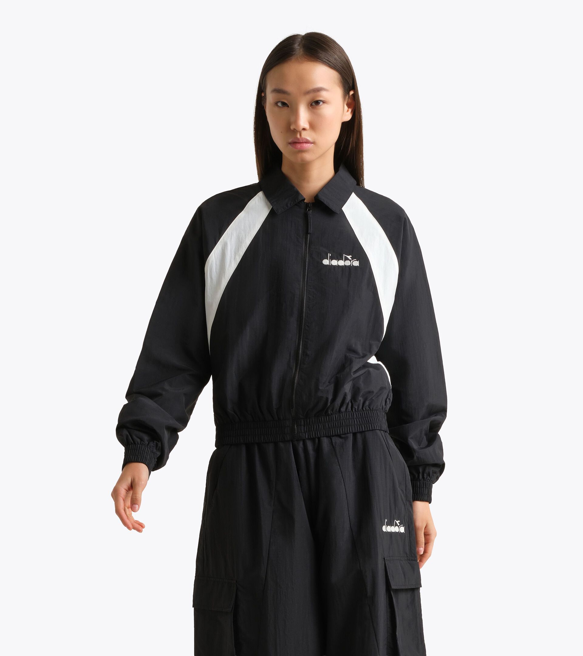 Ripstop Nylon Track Jacket - Women&rsquo;s L. TRACK JACKET LOGO BLACK - Diadora