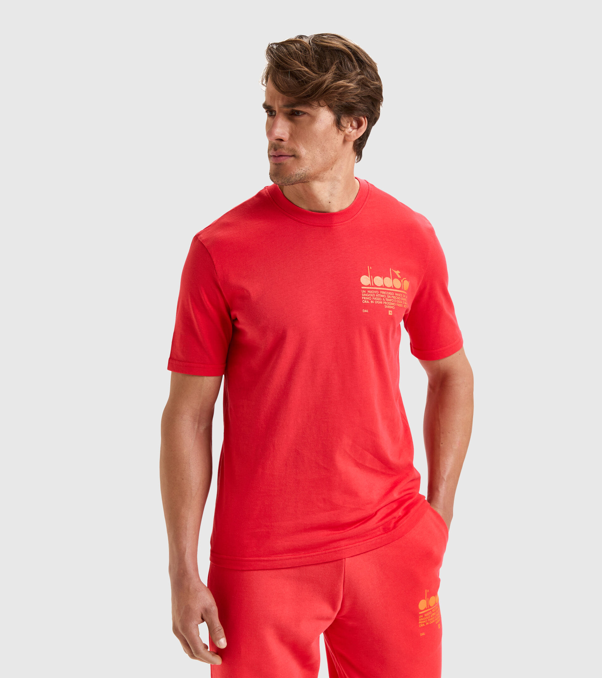 Cotton t-shirt - Unisex T-SHIRT SS MANIFESTO POPPY RED - Diadora
