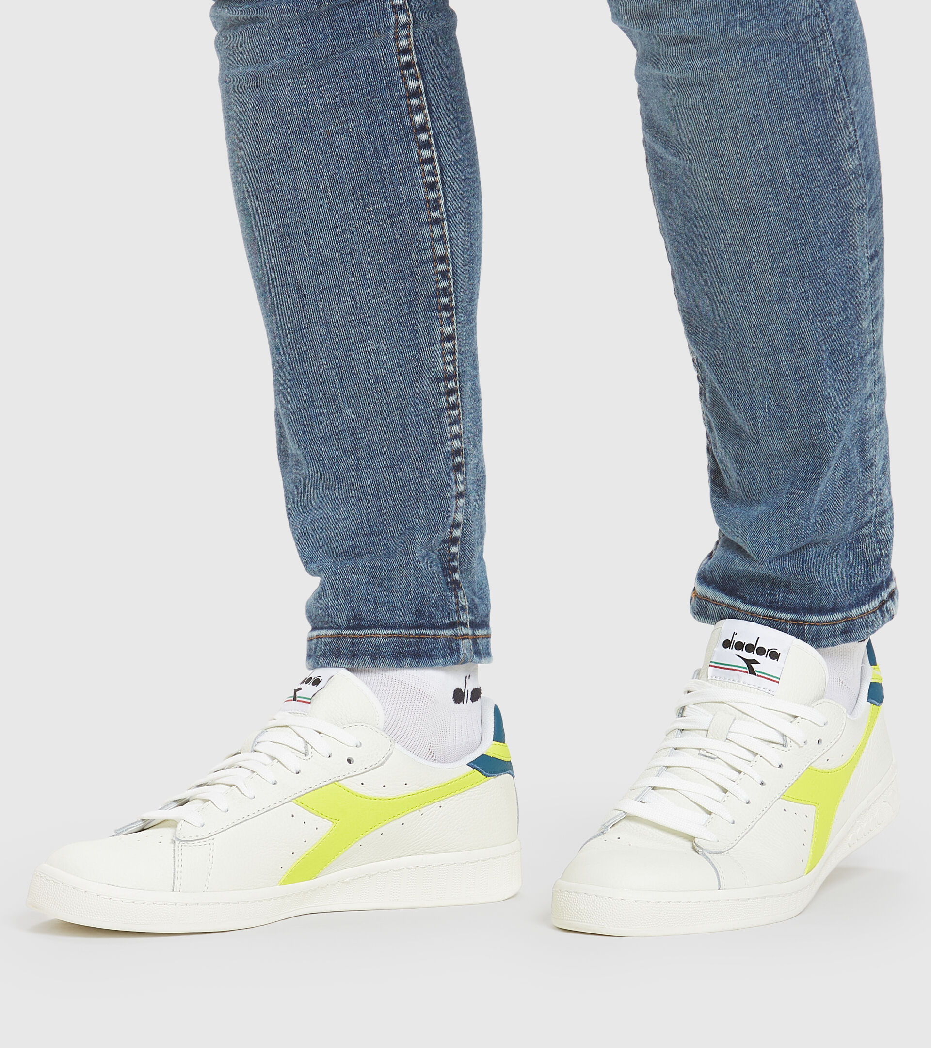 Trainer - Unisex GAME L LOW WHITE/SULPHUR GREEN/BLUE CORAL - Diadora