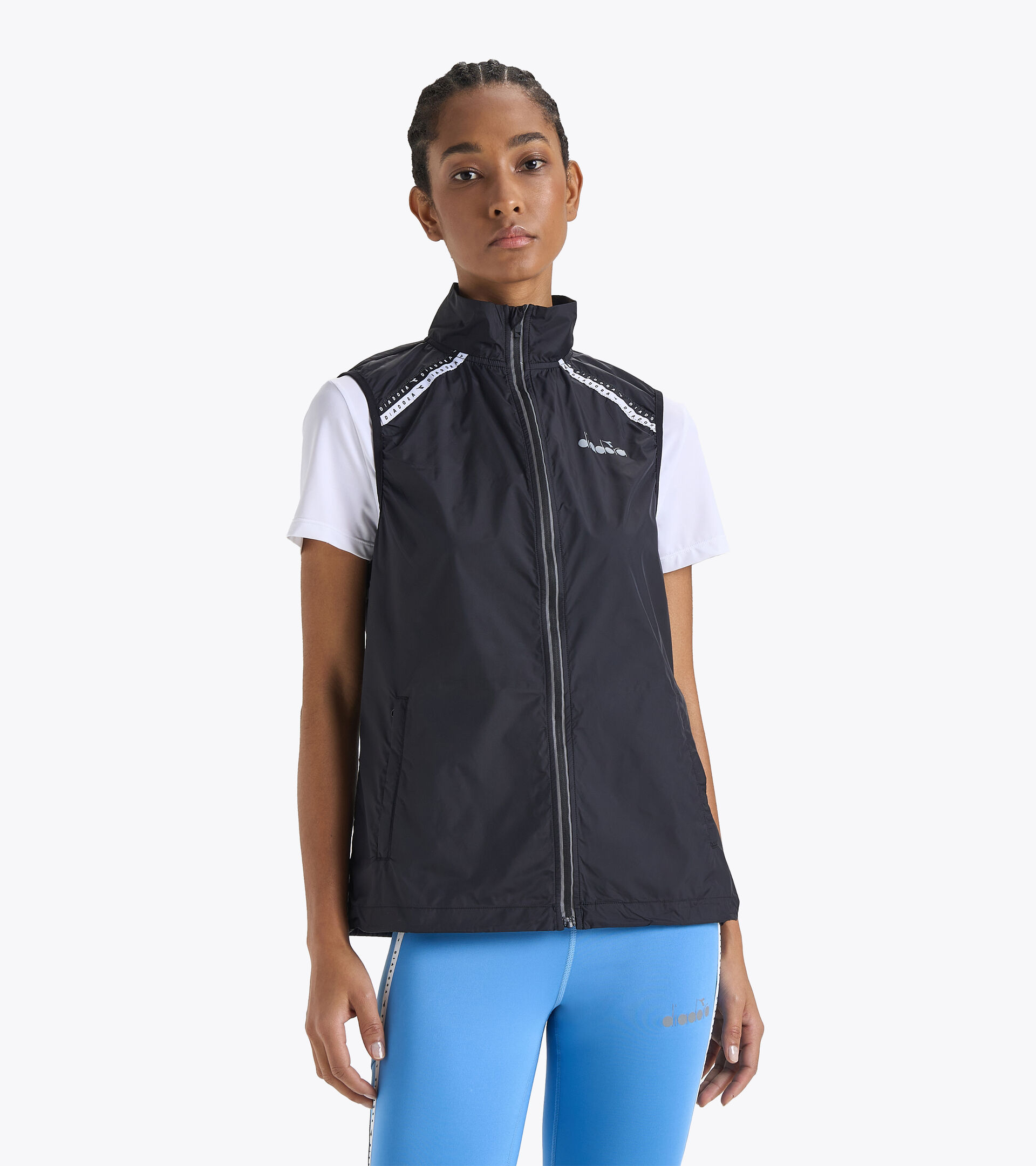 Chaleco para correr - Mujer L. PACKABLE VEST NEGRO - Diadora