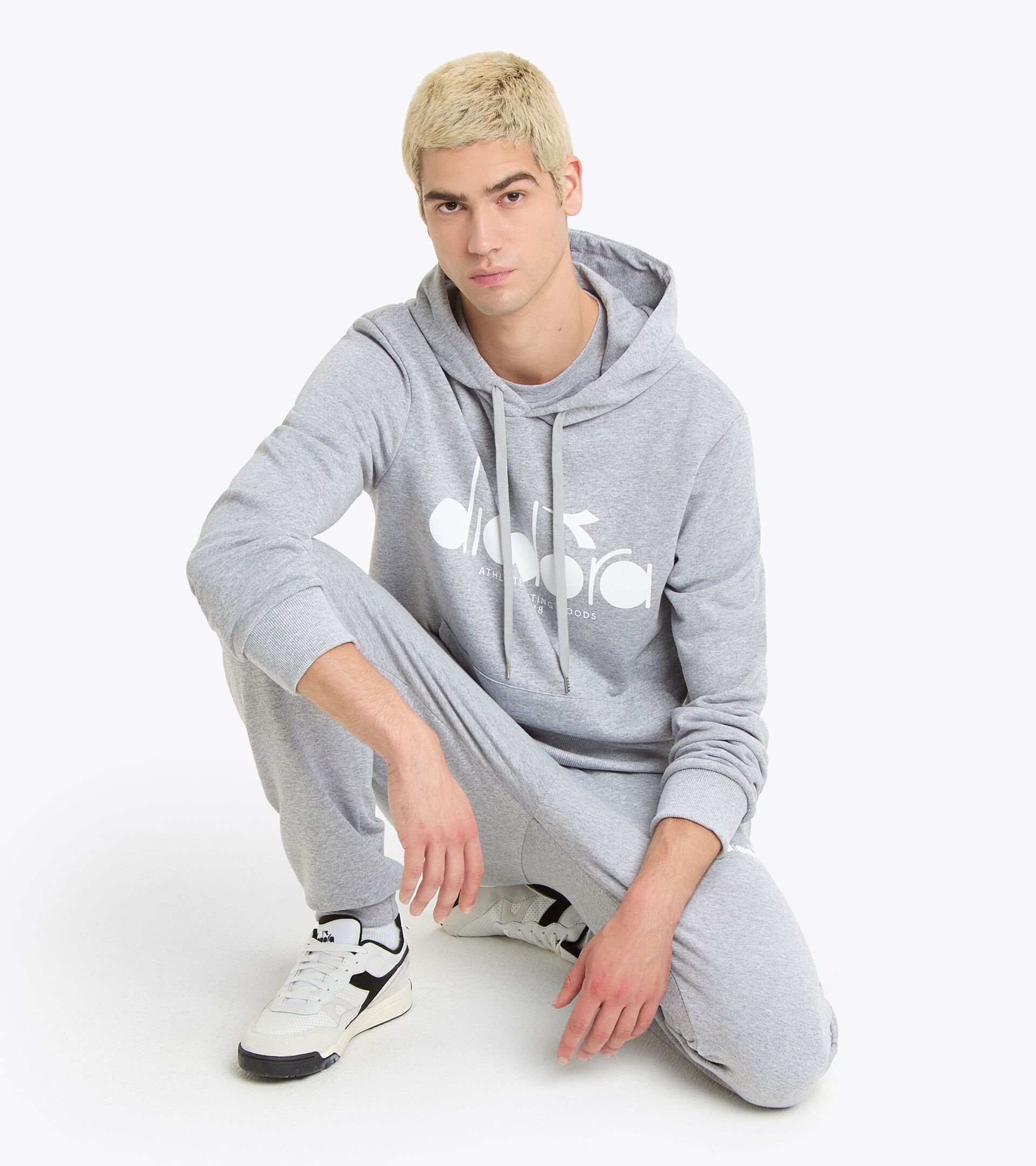 Color block hoodie - All-Gender HOODIE LOGO HIGH RISE MELANGE - Diadora