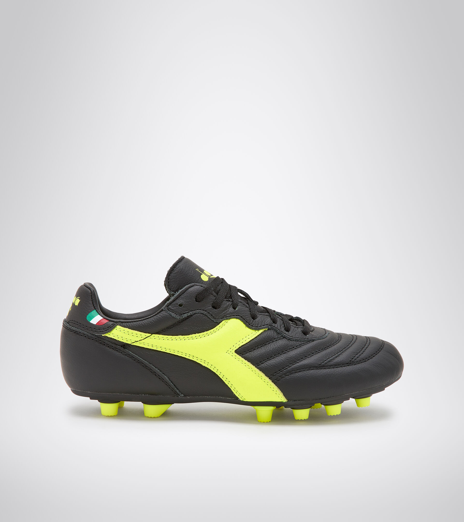 Firm ground football boot BRASIL LT+ MDPU BLACK/FLUO YELLOW DIADORA - Diadora
