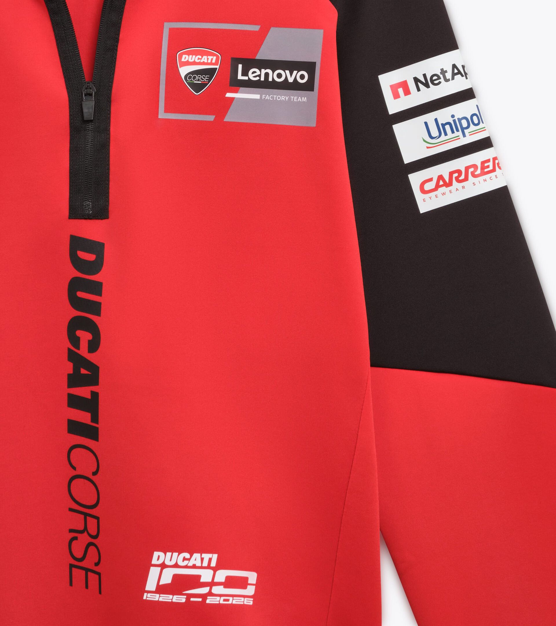 Sudadera deportiva con cremallera completa r&eacute;plica Ducati MotoGP 26 - Hombre HALF-ZIP DUCATI REPLICA MGP26 DUCATI MGP ROJO/NEGRO - Diadora