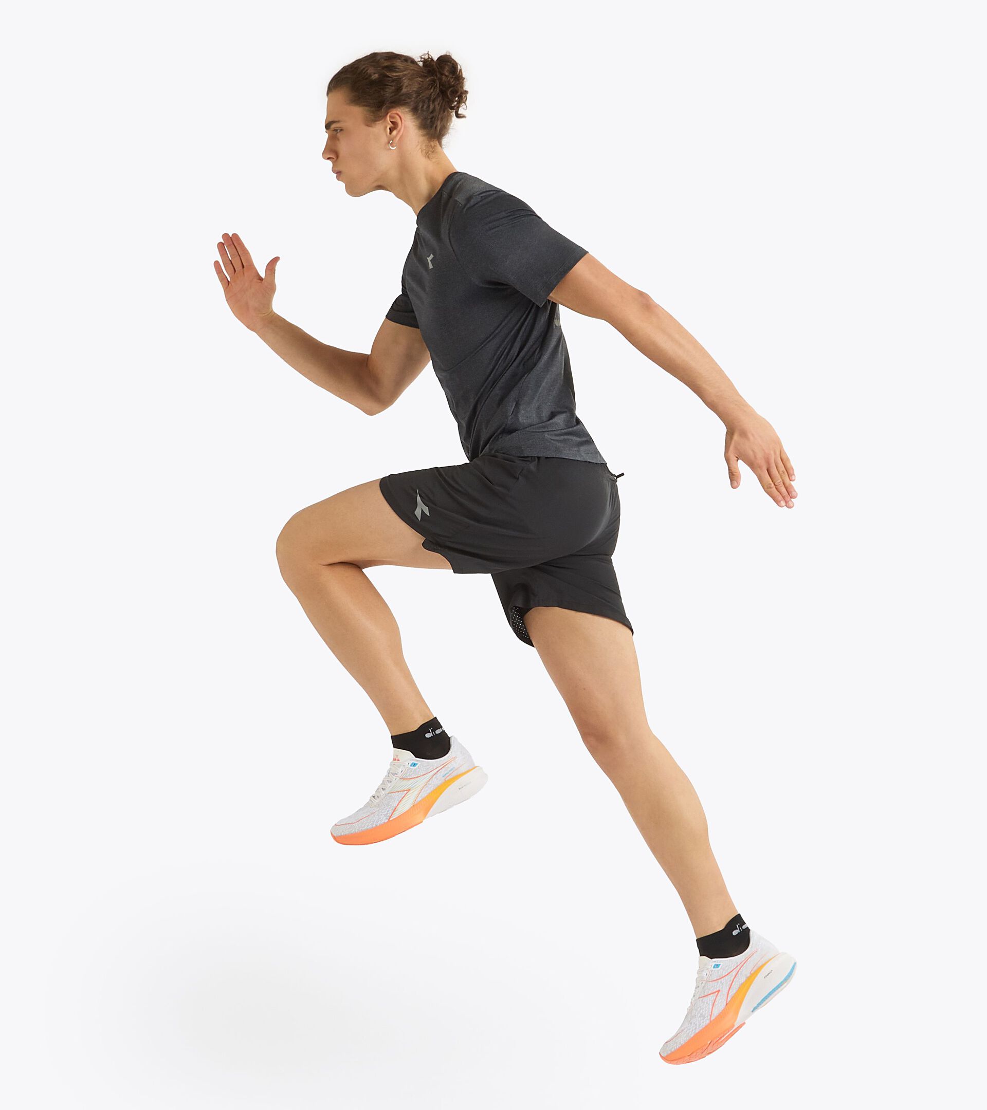 2 in 1 running shorts -  Training - Men’s SHORTS 2IN1 5'' RUN CREW BLACK - Diadora